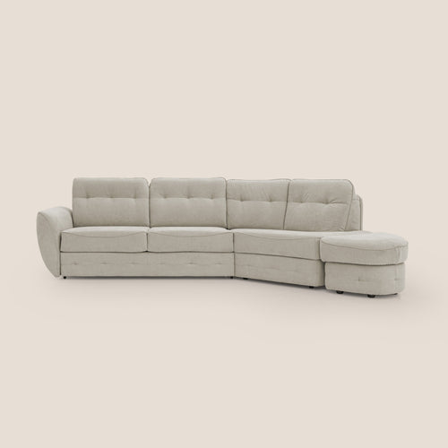 Zeus divano letto angolare con materasso H18 cm pouf mobile in tessuto impermeabile T02 panna - divani.store