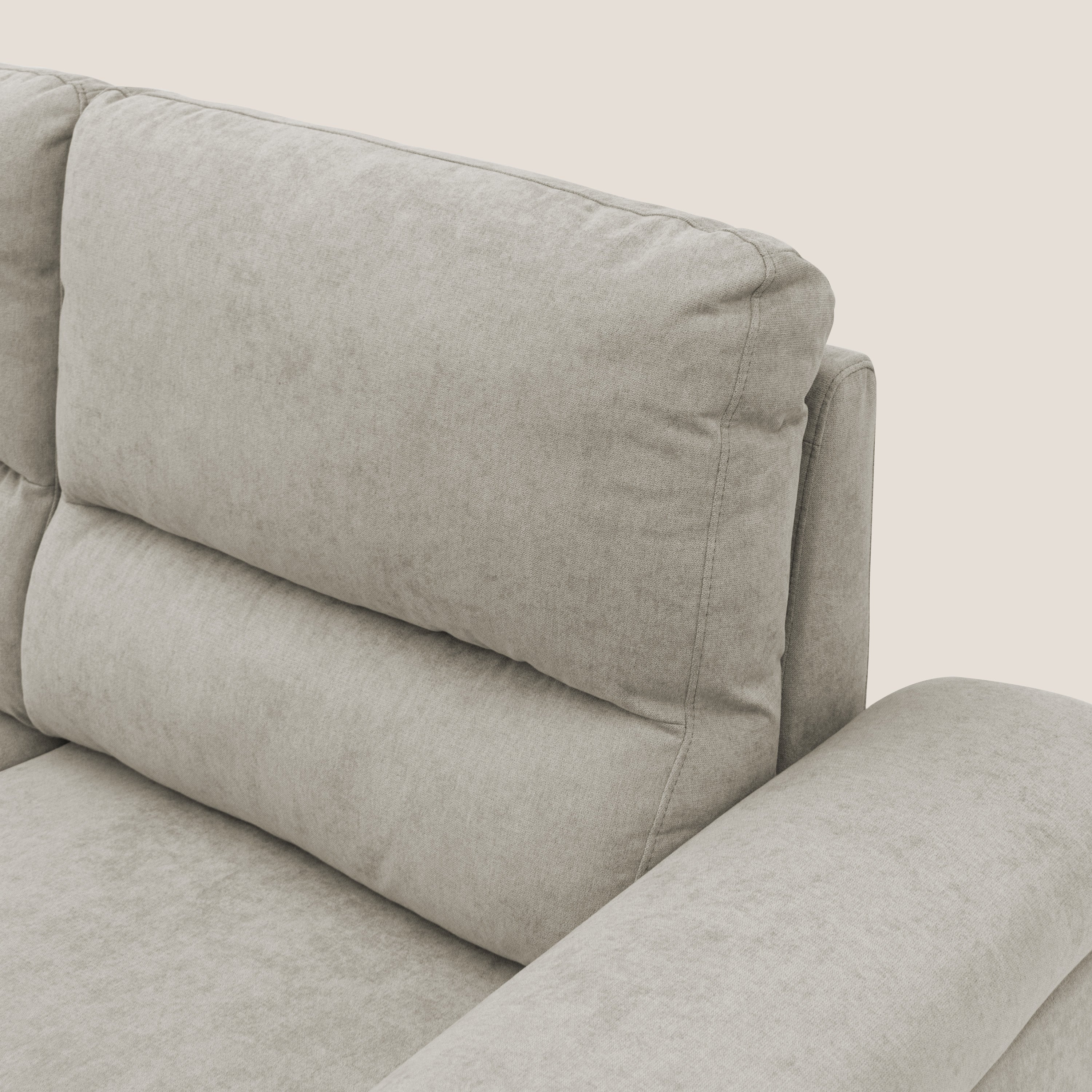 Minerva divano con pouf estraibile poggiapiedi in tessuto morbido impermeabile T02 panna - divani.store