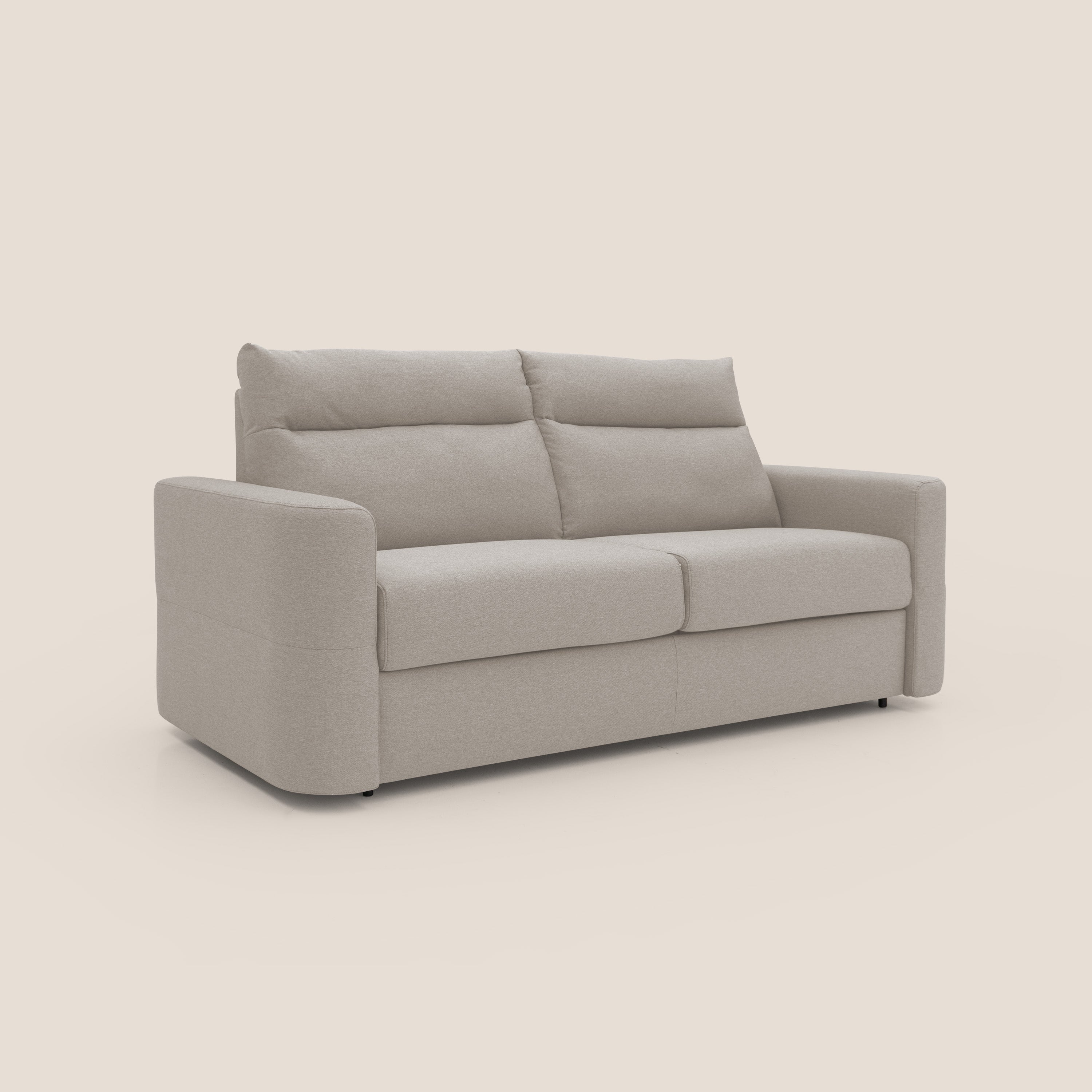 Cupido Divano letto materasso H18 cm e schienale alto in tessuto impermeabile simil cotone T13 panna - divani.store