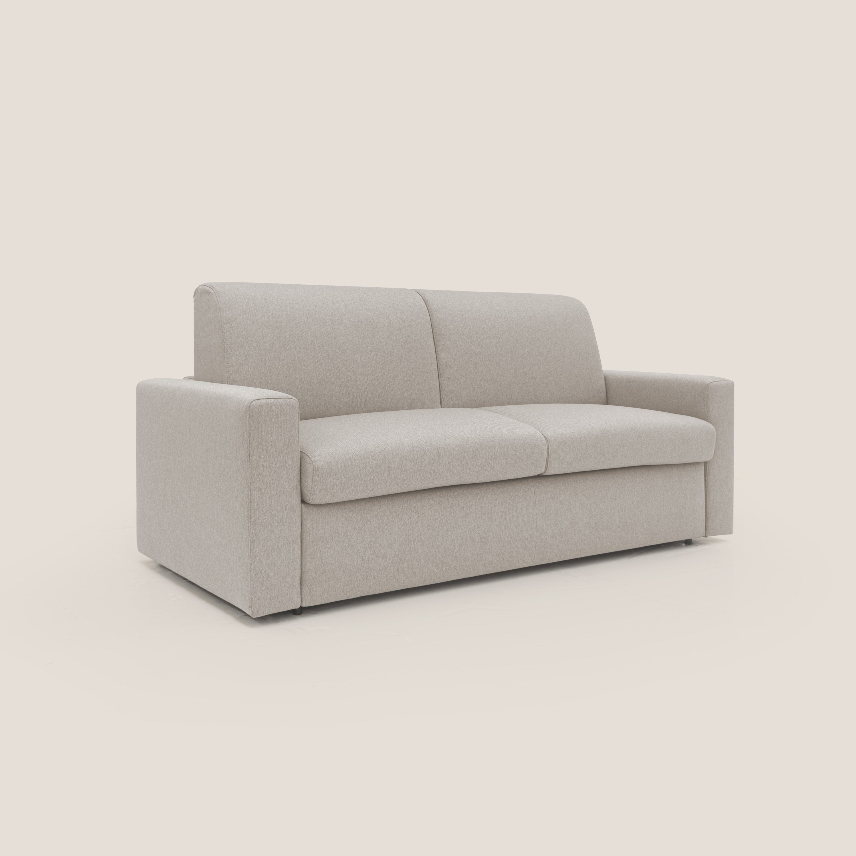 Kansas Divano letto matrimoniale alto 20 cm in tessuto impermeabile misto cotone T13 panna - divani.store