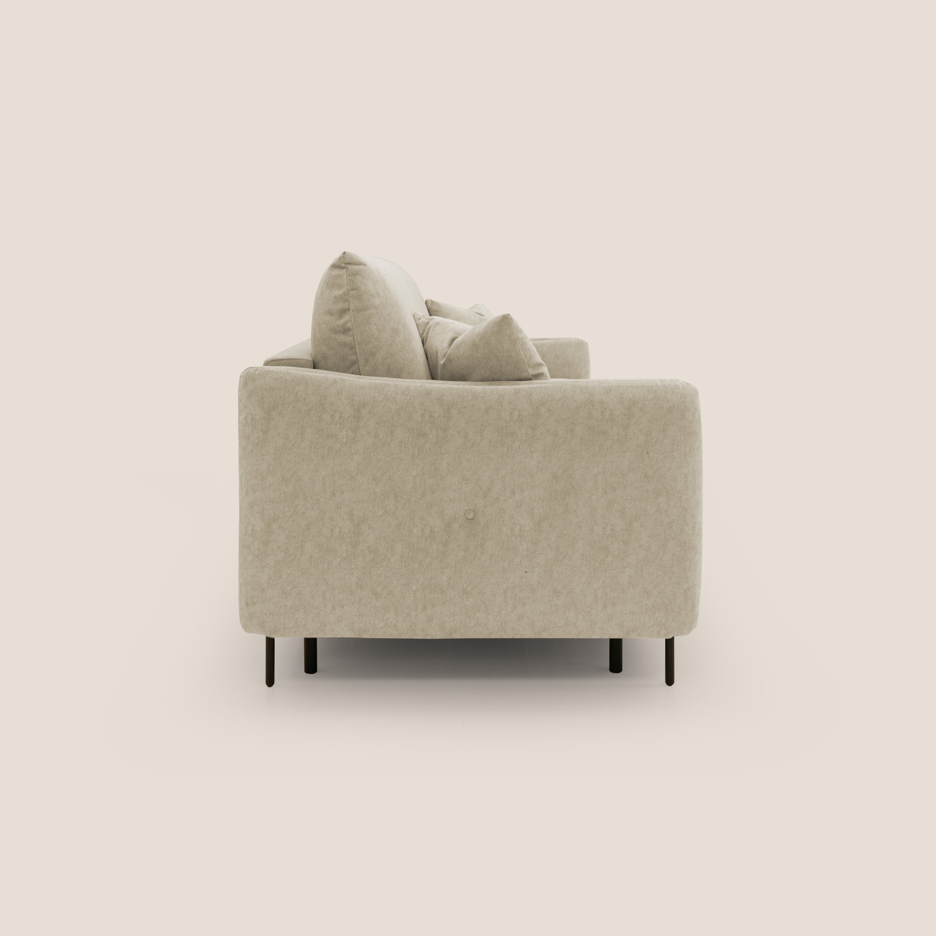 Gregory Divano letto con materasso h18 cm in microfibra effetto velluto impermeabile T09 beige - divani.store