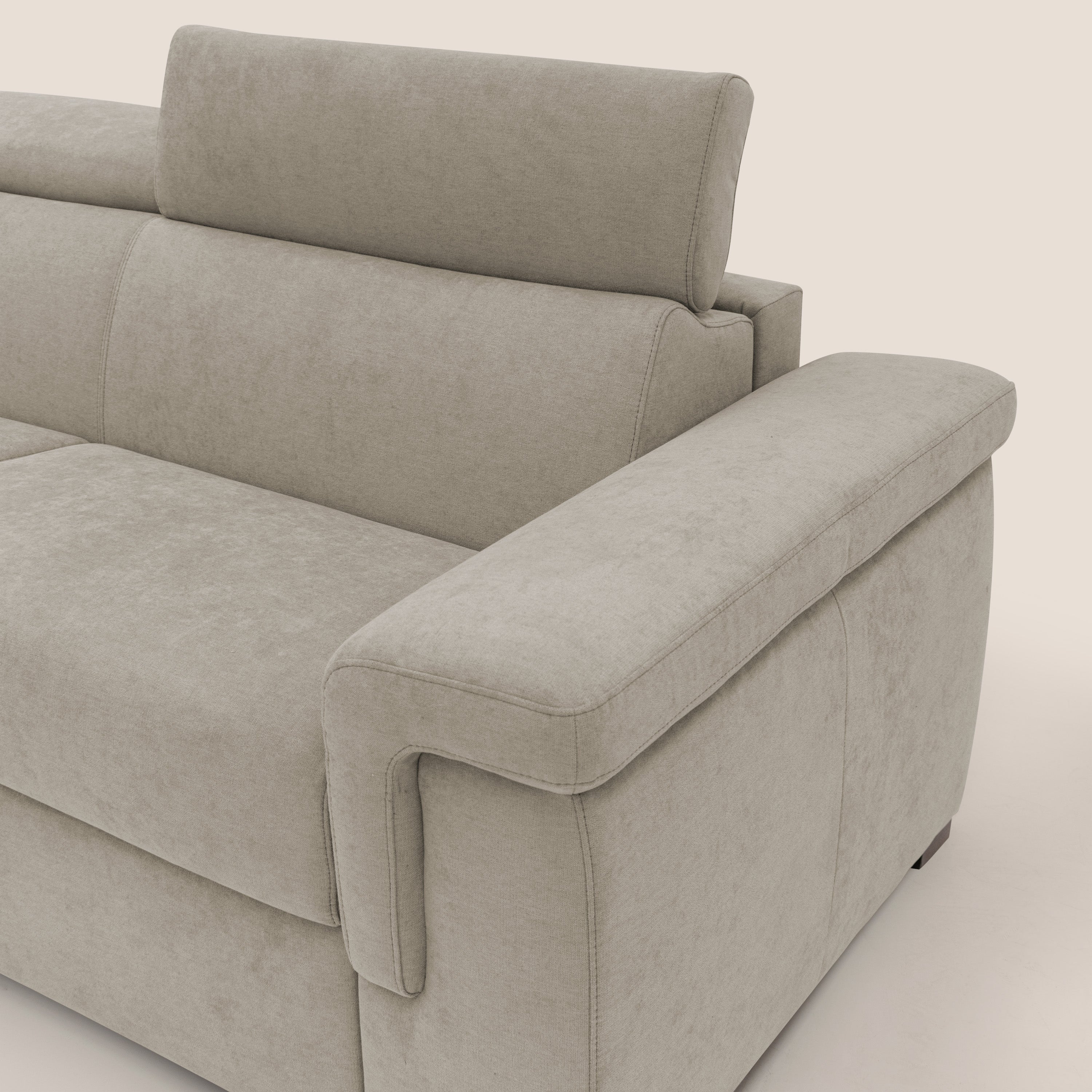 Giunone divano letto con materasso alto 18 cm e poggiatesta reclinabili in tessuto impermeabile T02 panna - divani.store