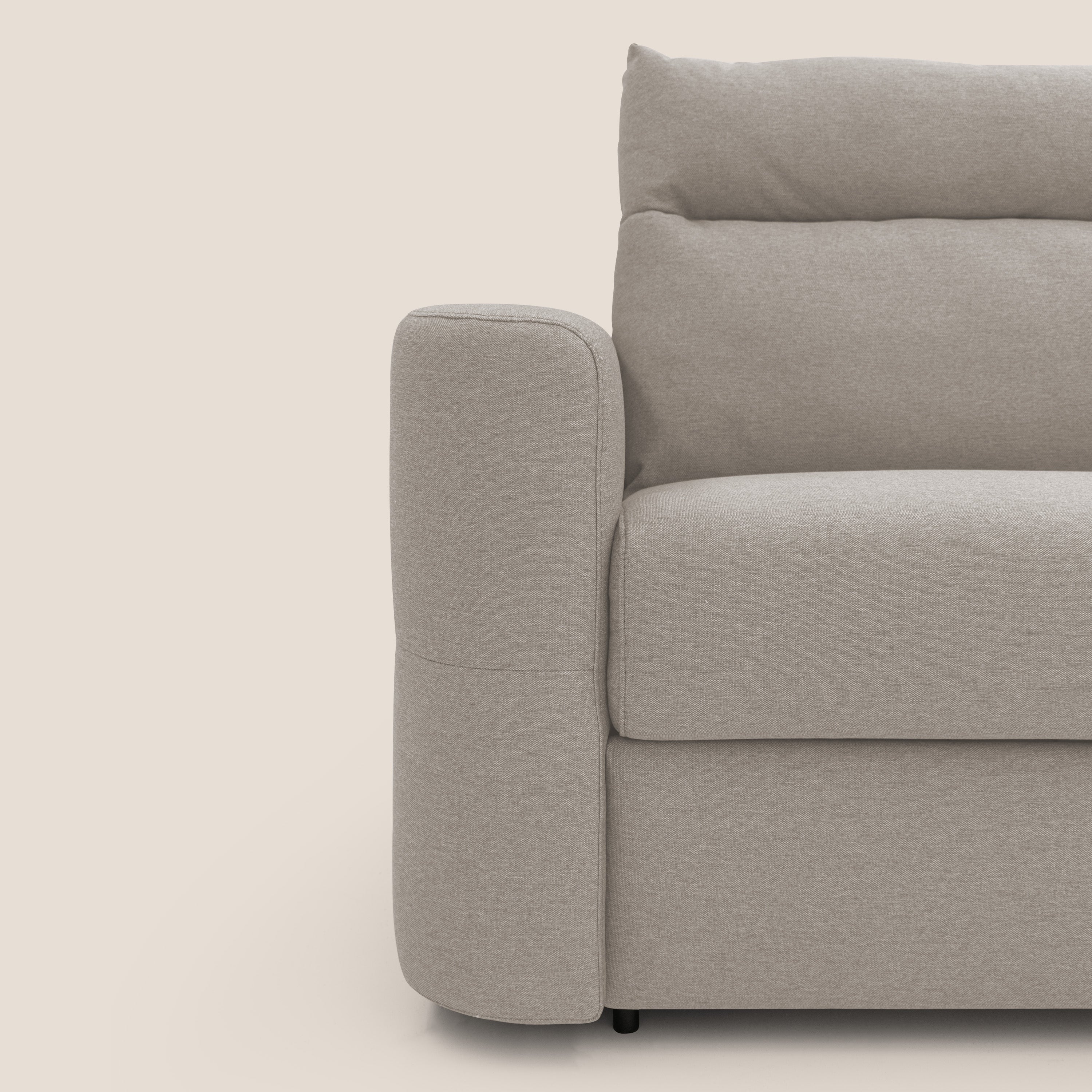 Cupido Divano letto materasso H18 cm e schienale alto in tessuto impermeabile simil cotone T13 panna - divani.store
