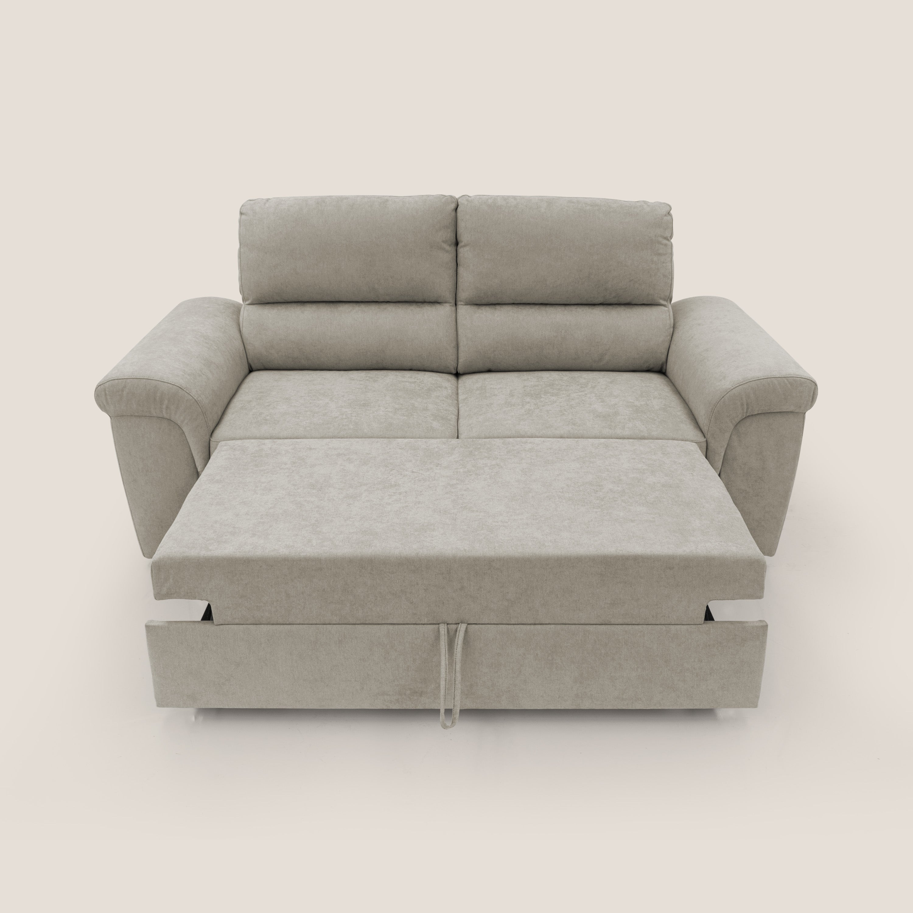 Minerva divano con pouf estraibile poggiapiedi in tessuto morbido impermeabile T02 panna - divani.store