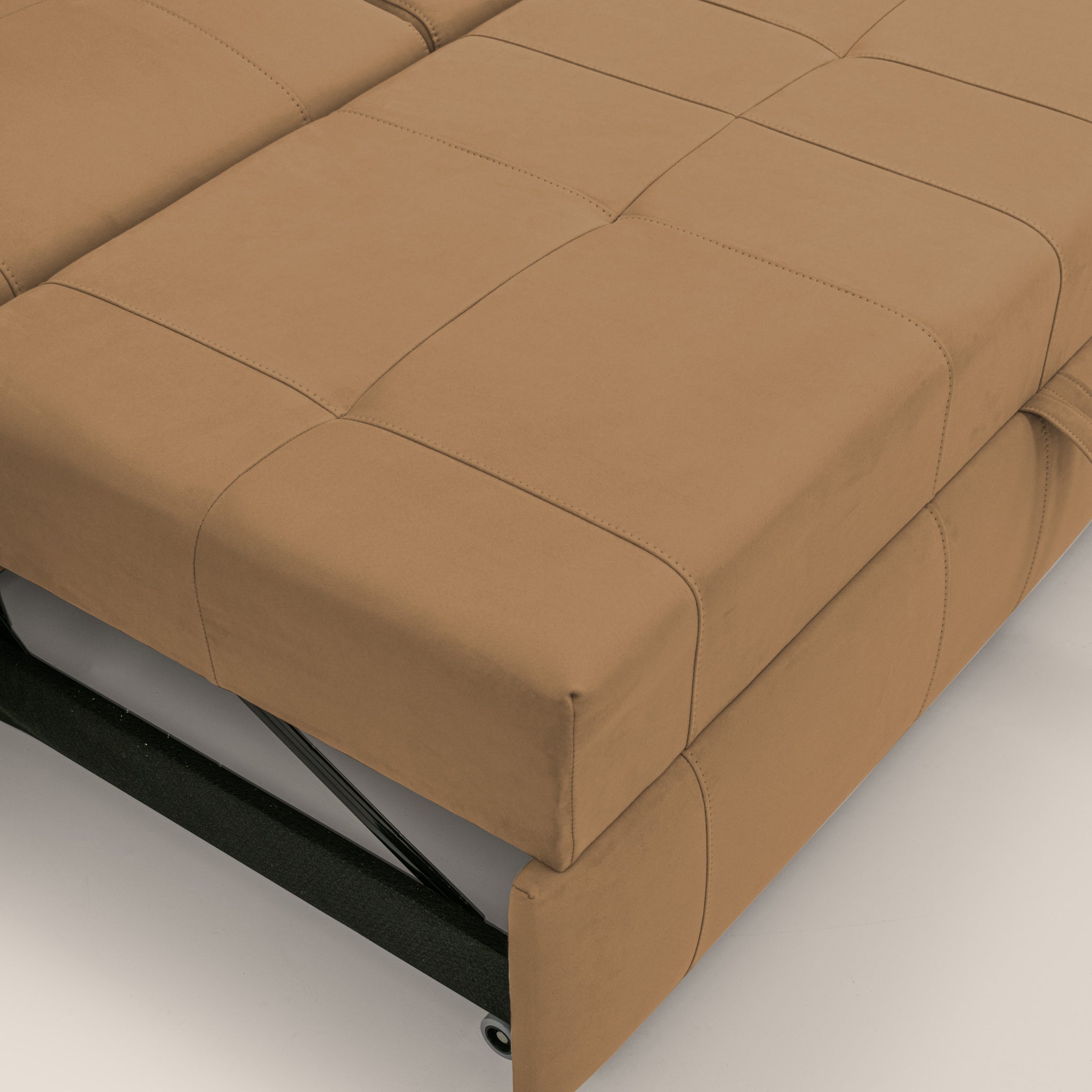 Kronos Divano angolare con pouf estraibile e penisola contenitore in microfibra impermeabile T11