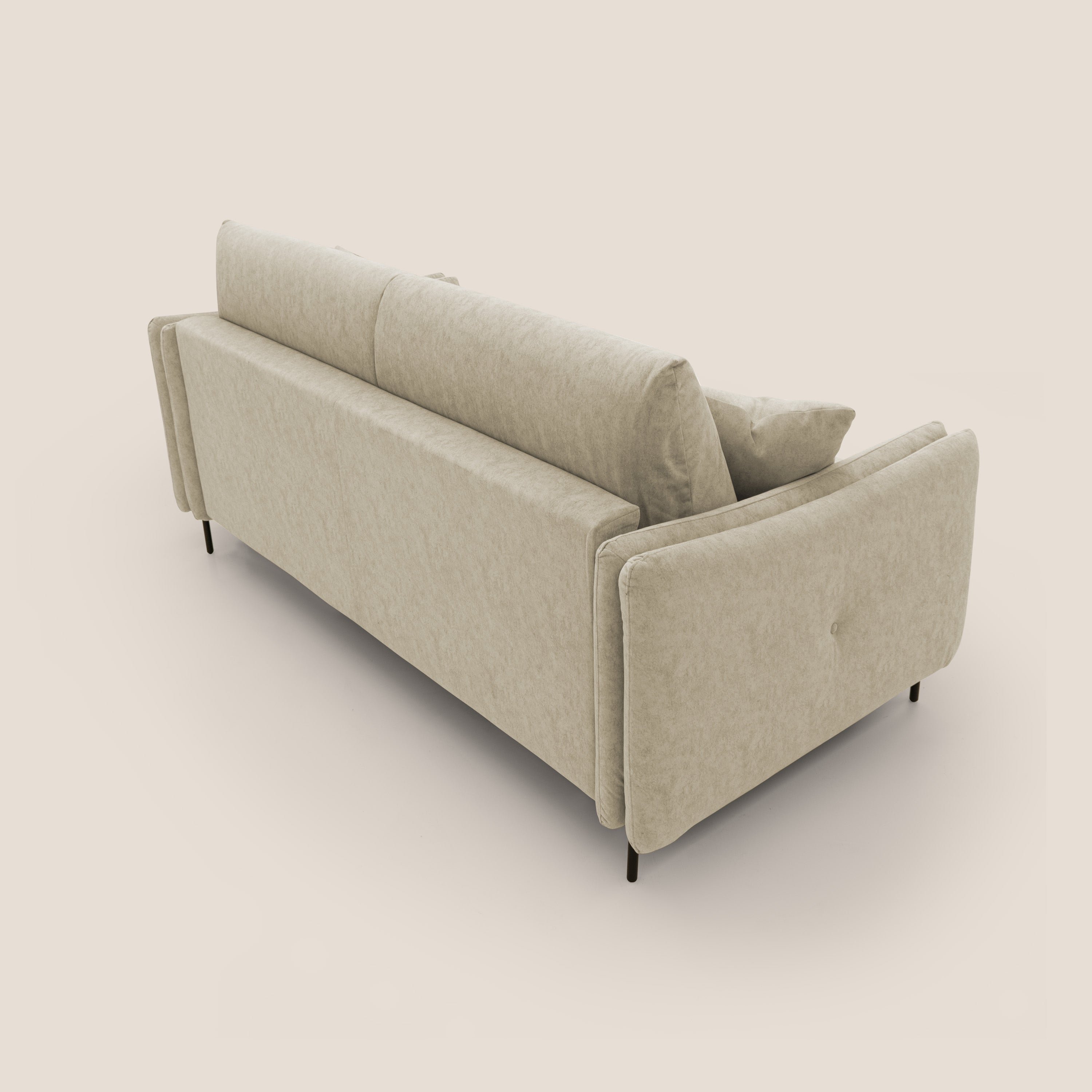 Gregory Divano letto con materasso h18 cm in microfibra effetto velluto impermeabile T09 beige - divani.store
