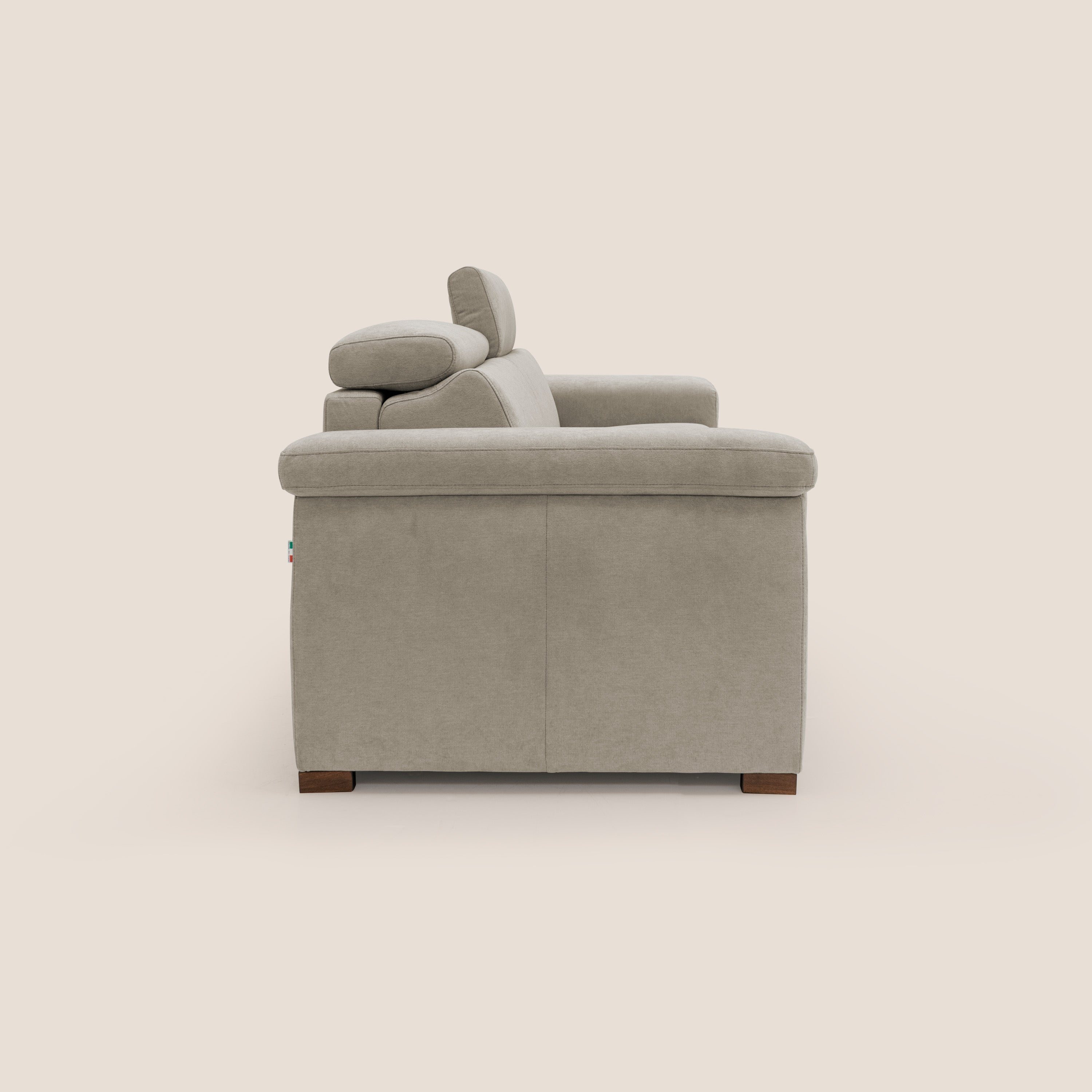 Giunone divano letto con materasso alto 18 cm e poggiatesta reclinabili in tessuto impermeabile T02 panna - divani.store