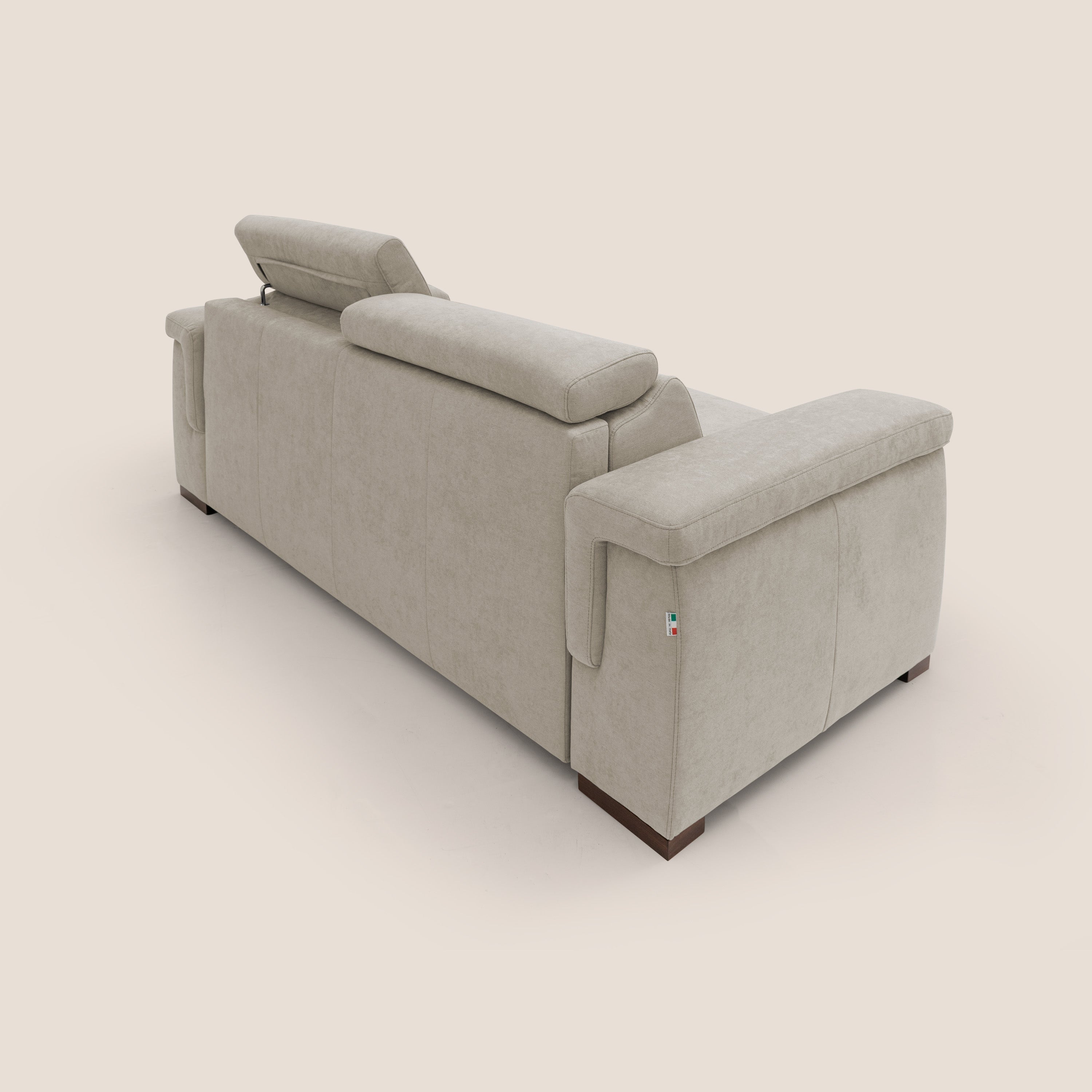 Giunone divano letto con materasso alto 18 cm e poggiatesta reclinabili in tessuto impermeabile T02 panna - divani.store