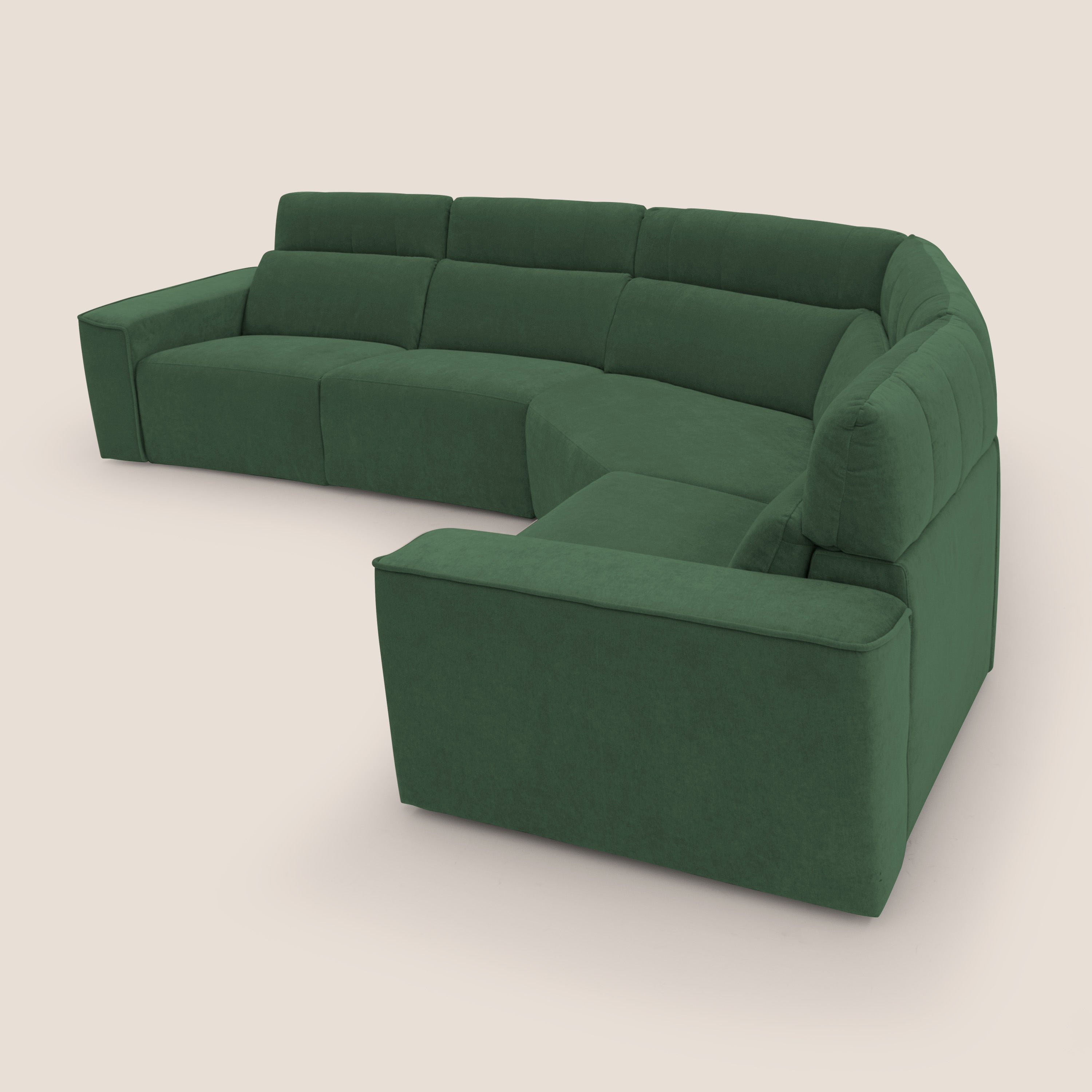 Clark Divano modulare angolare REVERSIBILE con opzione relax elettrico in tessuto smacchiabile impermeabile T17 verde - divani.store