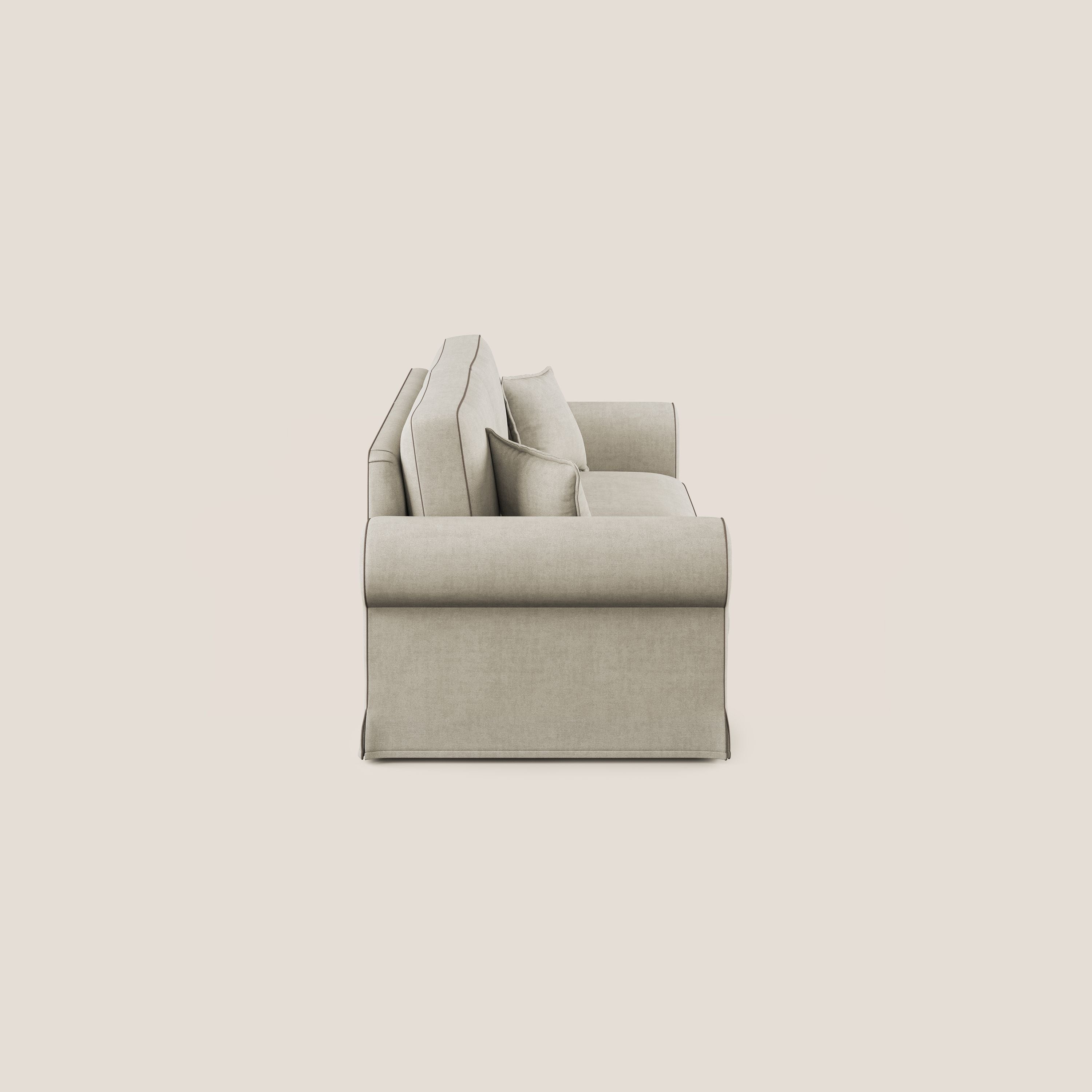 Lady divano classico bicolore in piuma d'oca realizzato con tessuto impermeabile T02 panna - marrone - divani.store