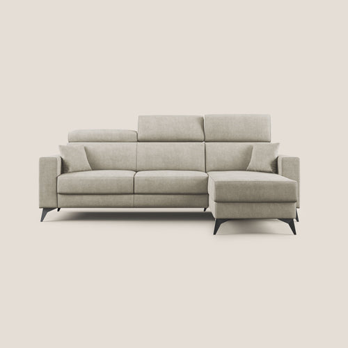 Pegaso divano letto angolare con poggiatesta reclinabili e rivestimento impermeabile T02 panna - divani.store