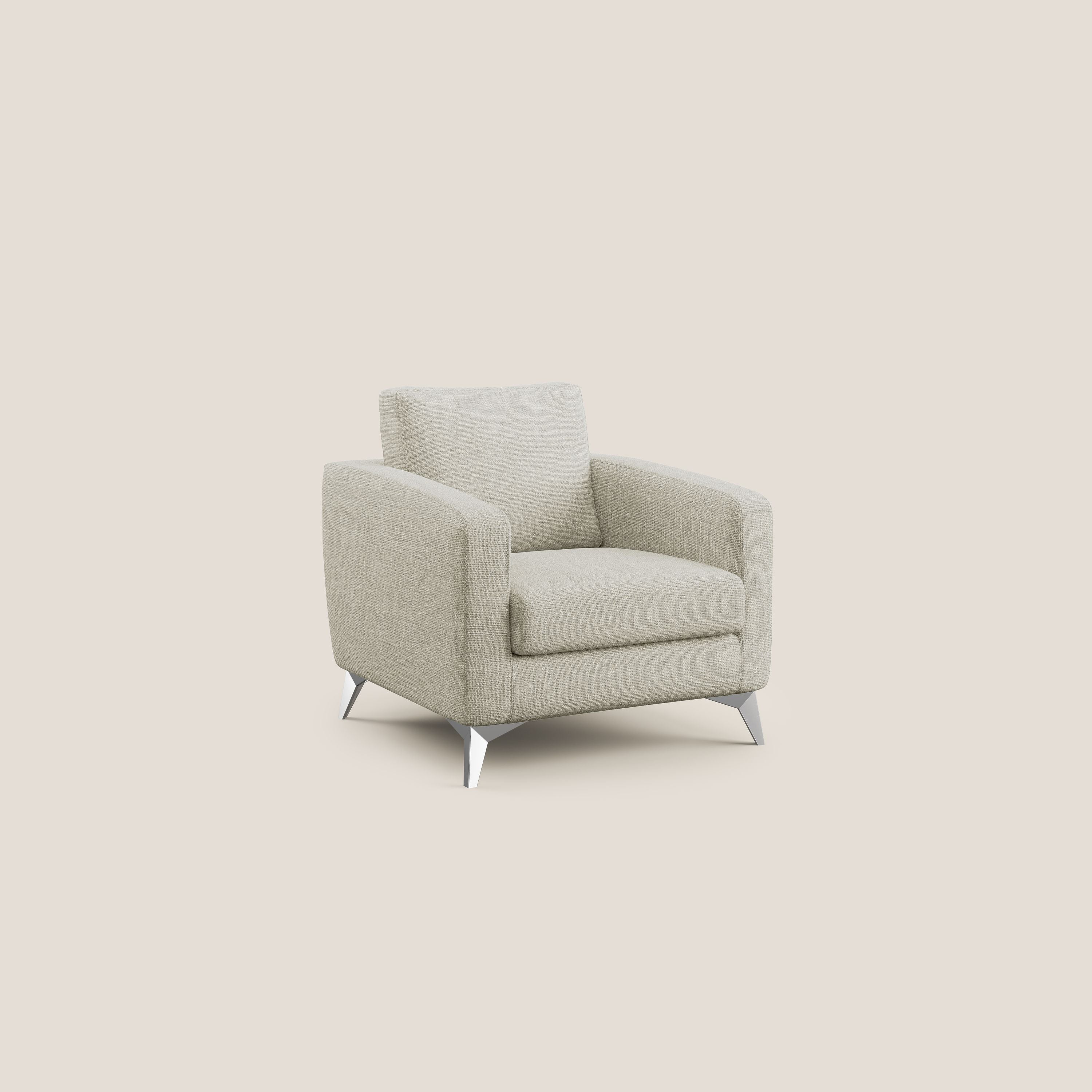 Orione Poltroncina in morbido tessuto impermeabile ad intreccio T06 panna - divani.store