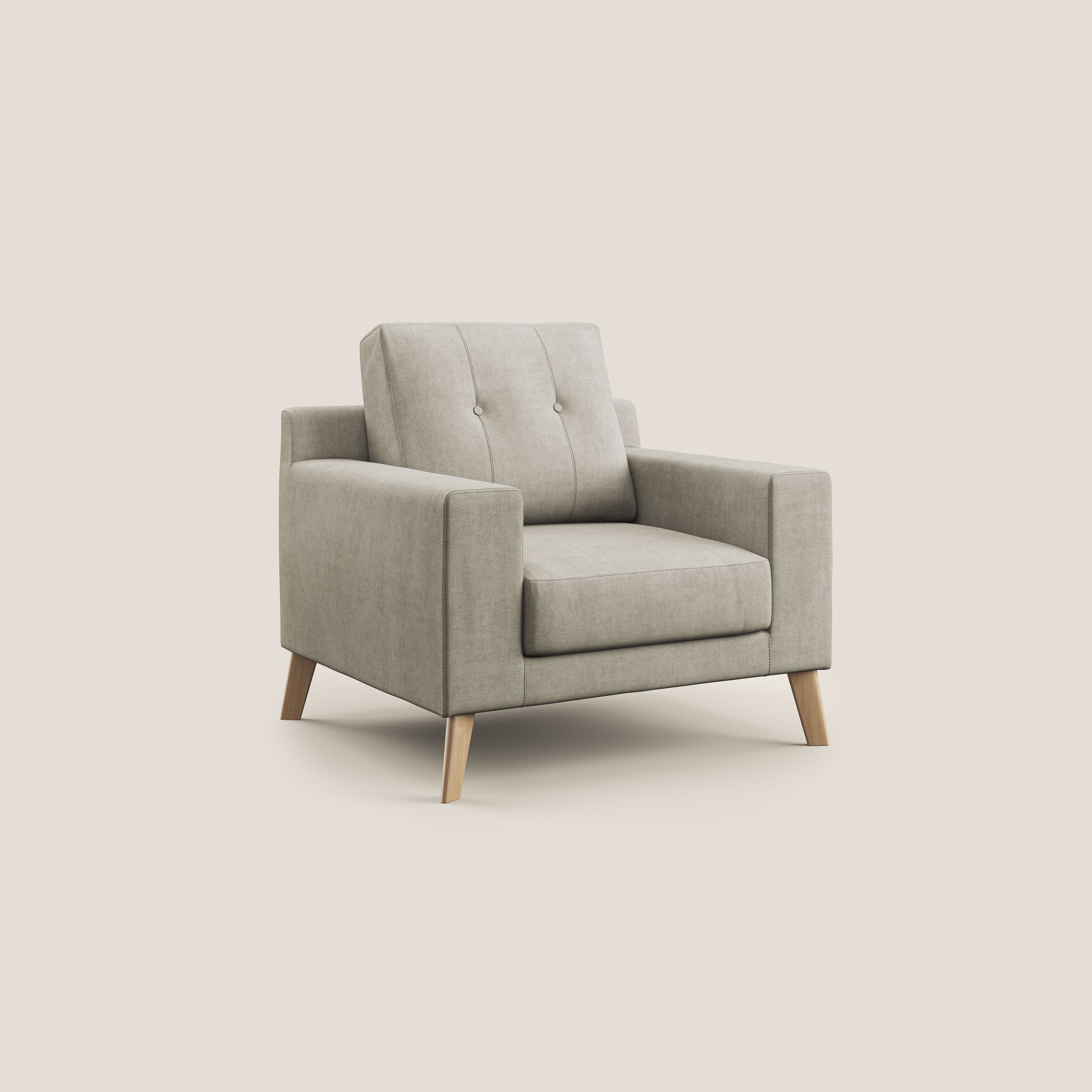 Danish poltroncina in tessuto morbido impermeabile T02 panna - divani.store