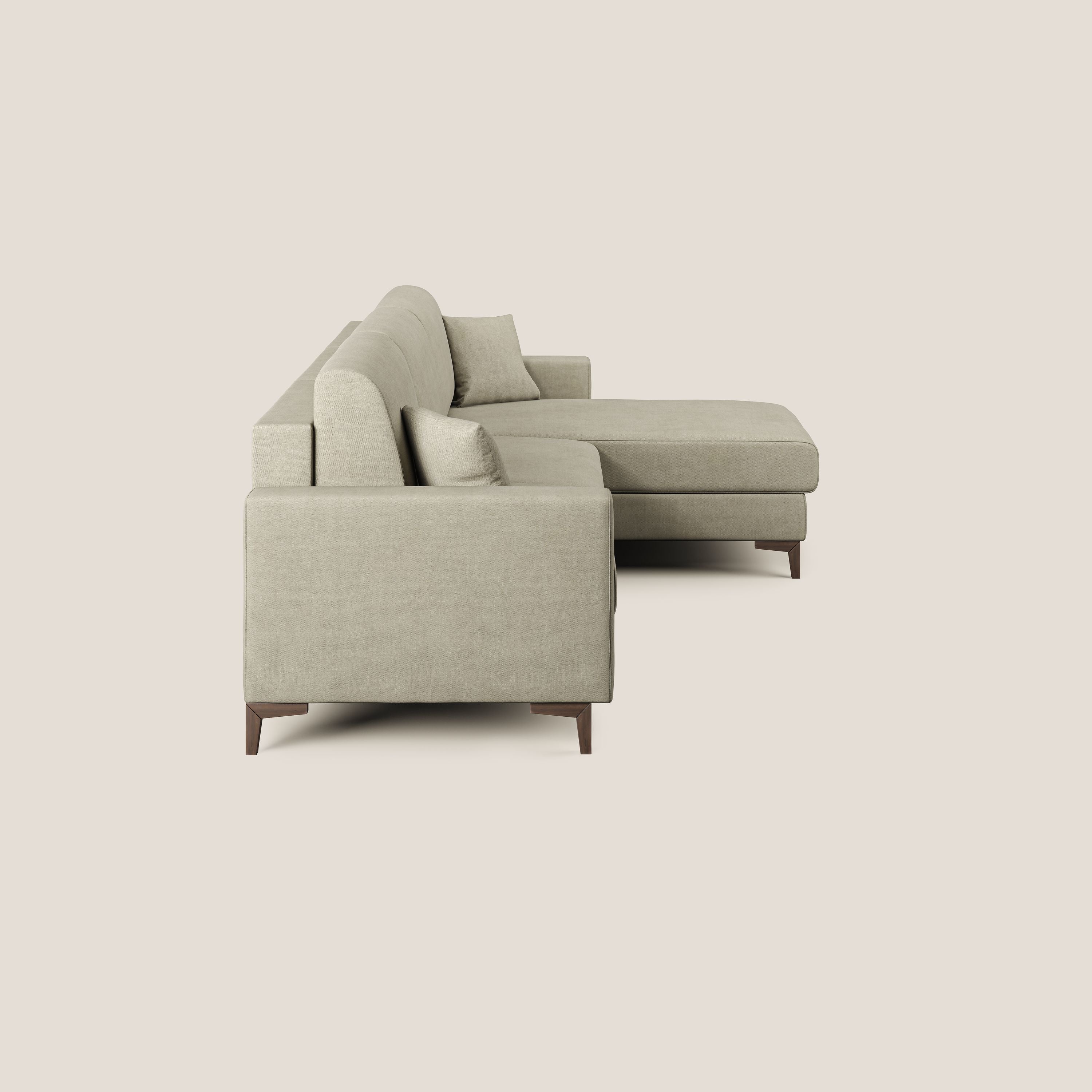 Kafka divano letto angolare in morbido tessuto impermeabile T02 panna - divani.store