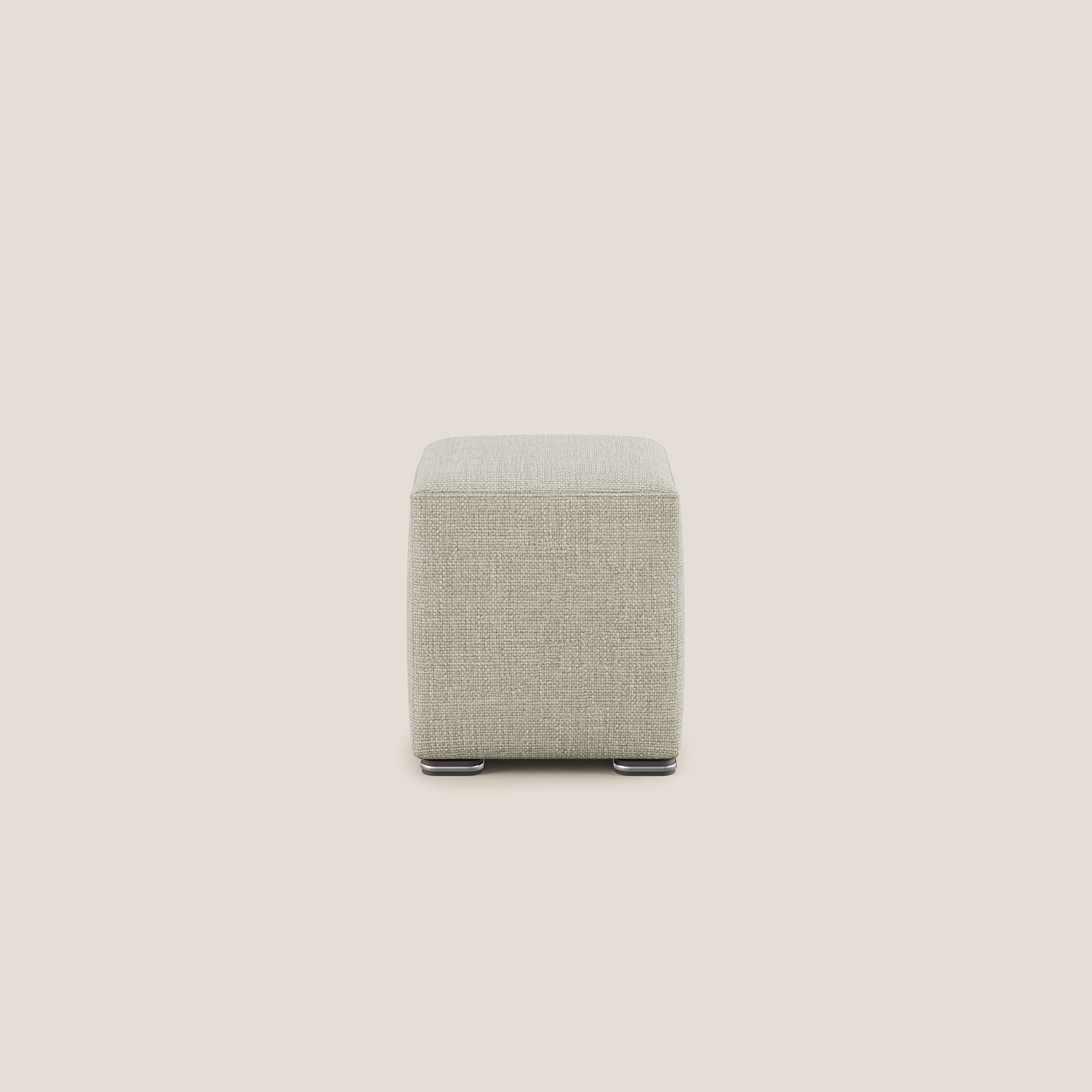 Cube pouf in morbido tessuto impermeabile ad intreccio melangiato T06 panna - divani.store