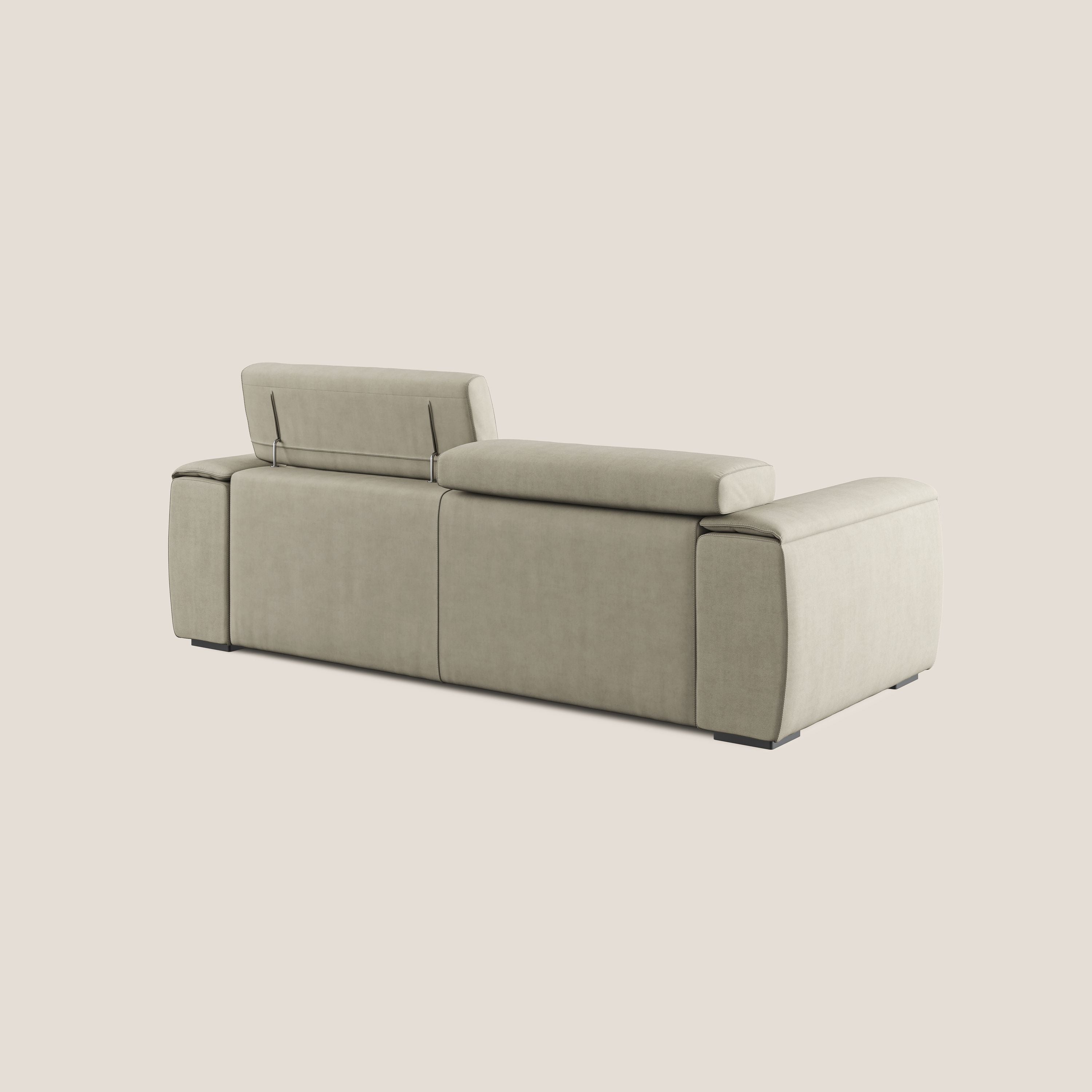 Zeno Divano con pouf estraibile poggiapiedi in tessuto morbido impermeabile T02 panna - divani.store