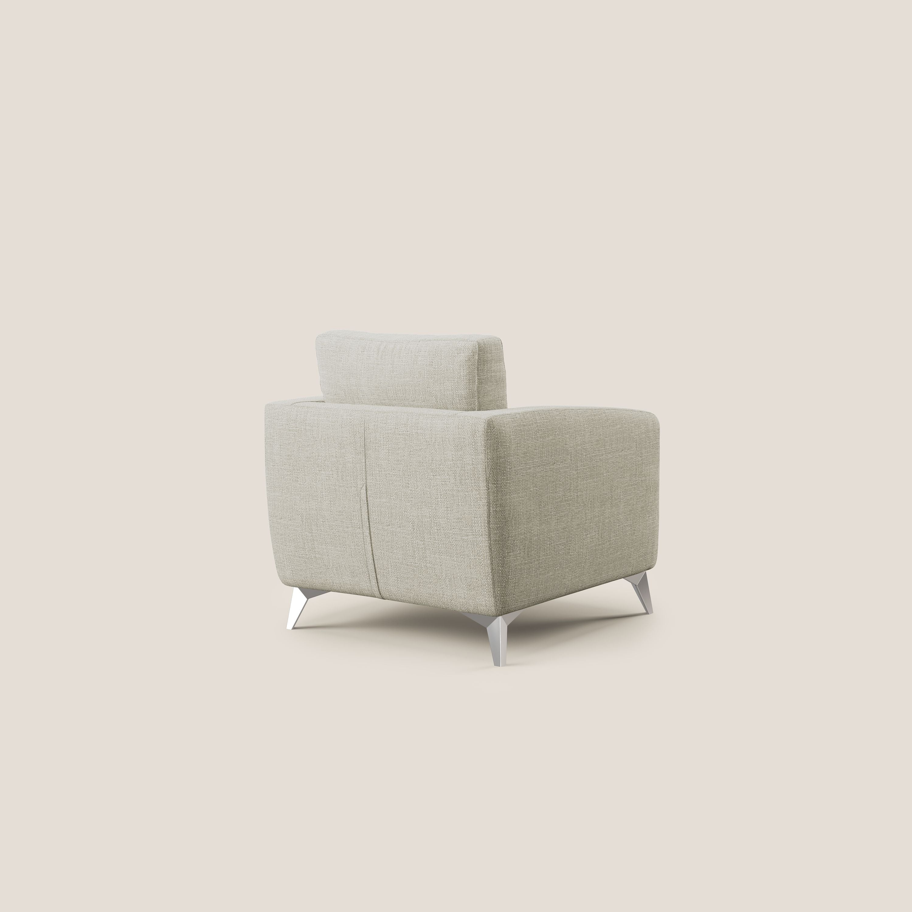 Orione Poltroncina in morbido tessuto impermeabile ad intreccio T06 panna - divani.store
