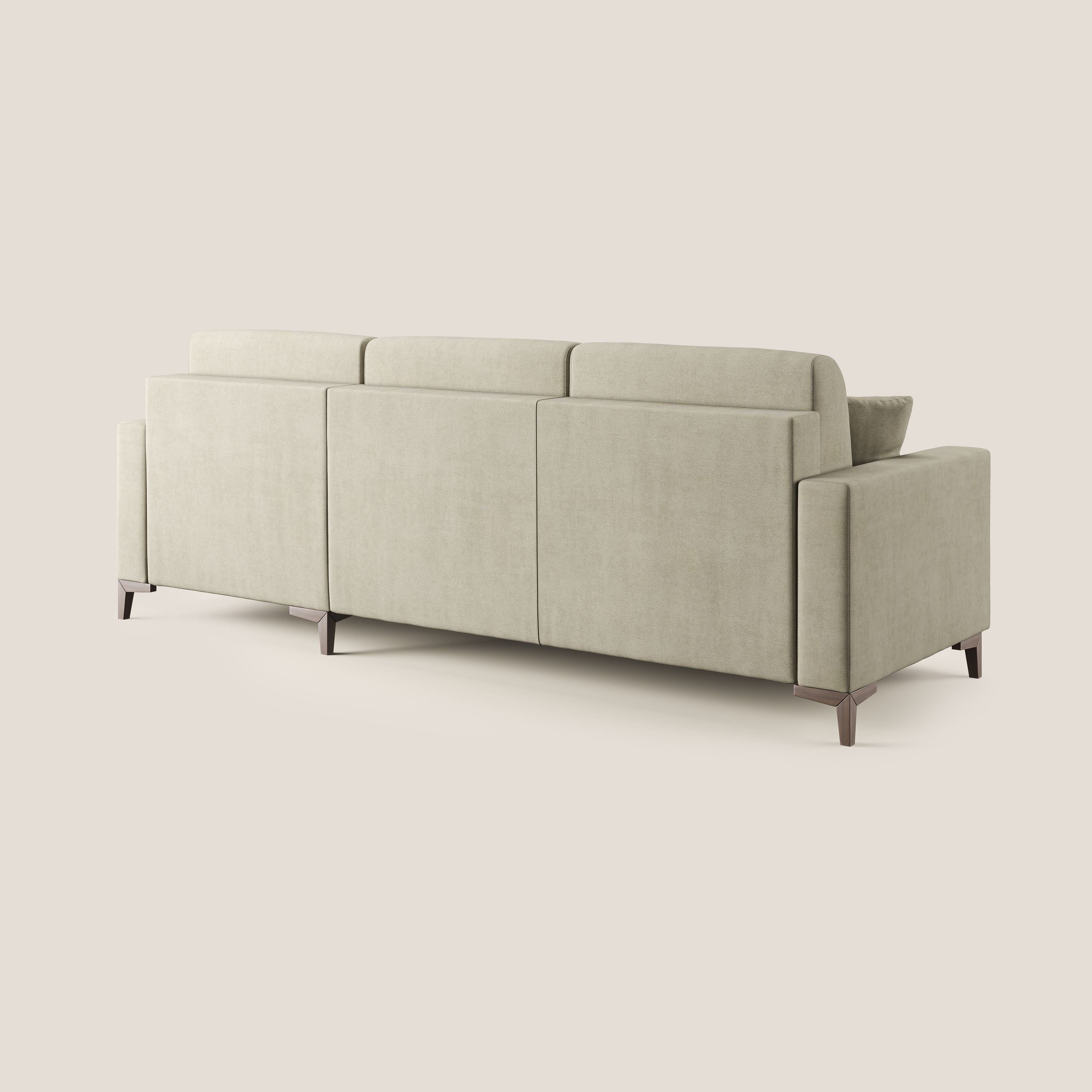 Kafka divano letto angolare in morbido tessuto impermeabile T02 panna - divani.store