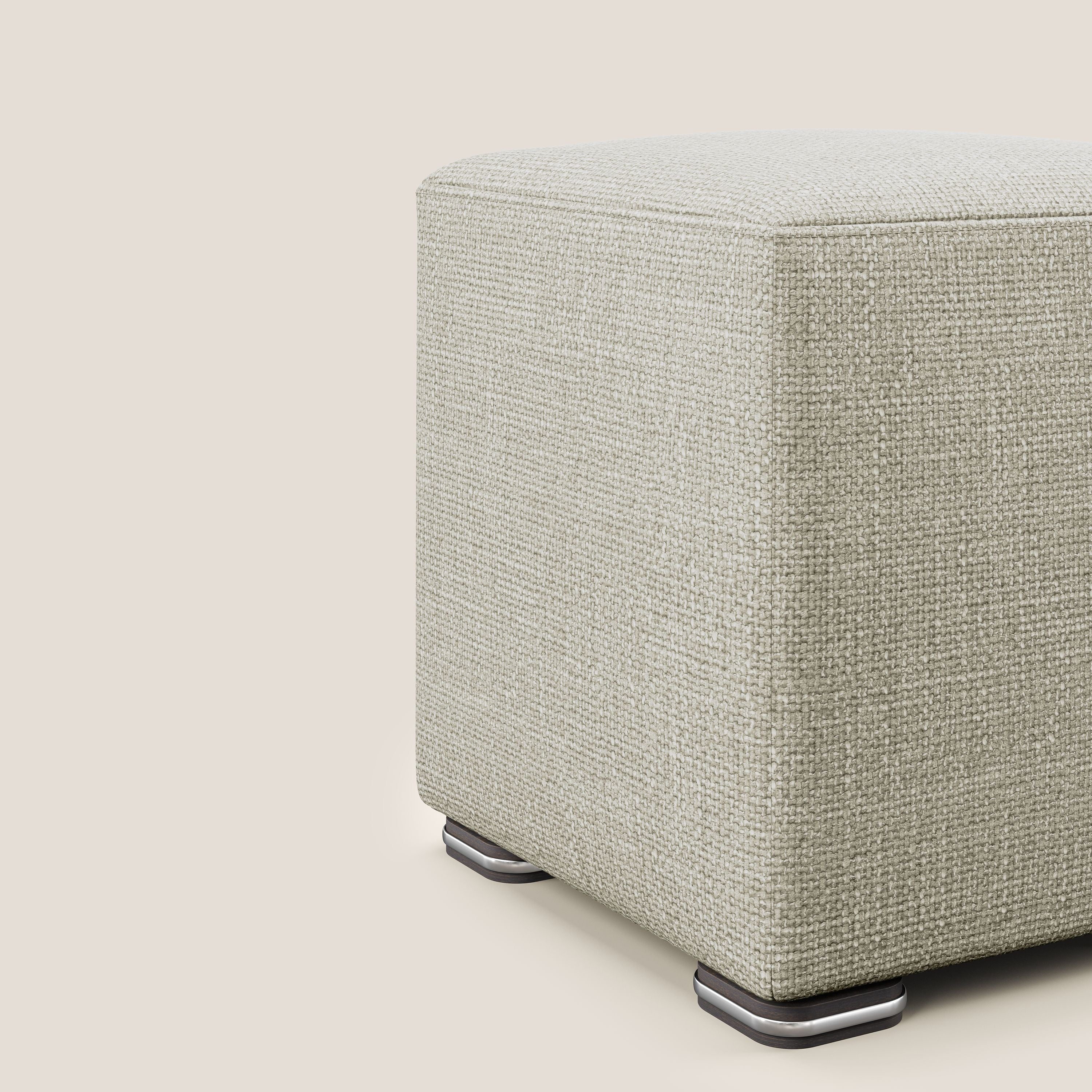 Cube pouf in morbido tessuto impermeabile ad intreccio melangiato T06 panna - divani.store