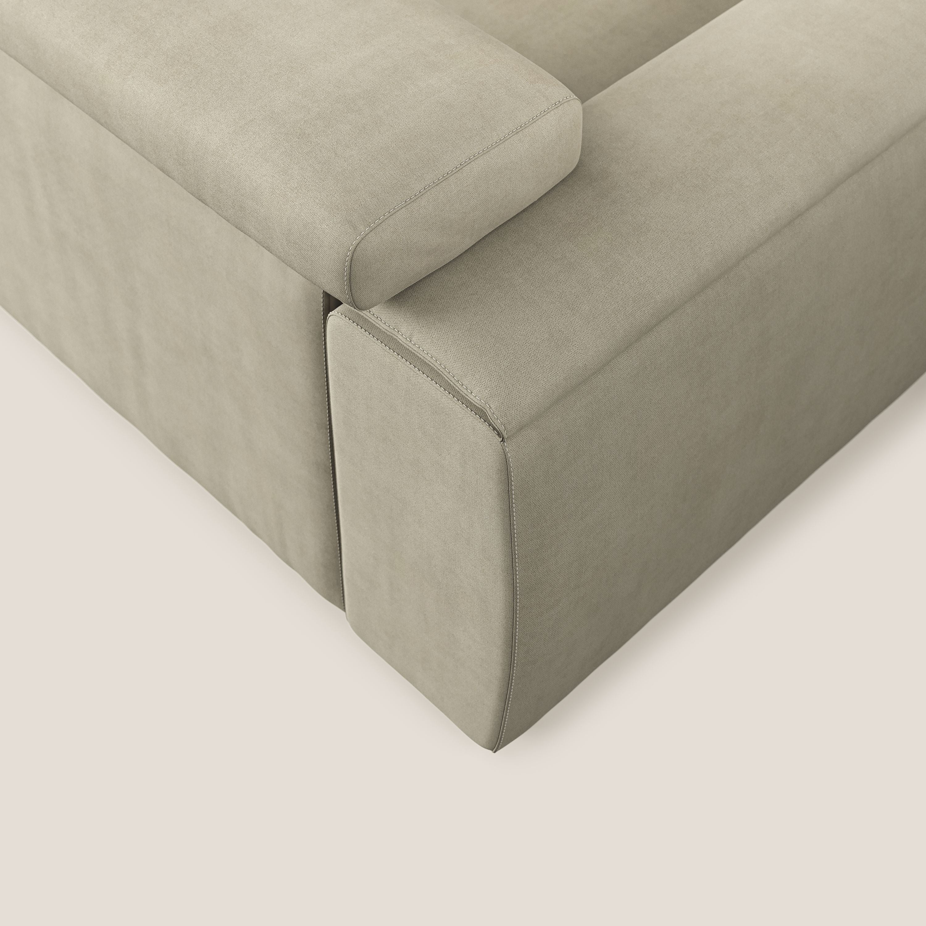 Zeno Divano con pouf estraibile poggiapiedi in tessuto morbido impermeabile T02 panna - divani.store