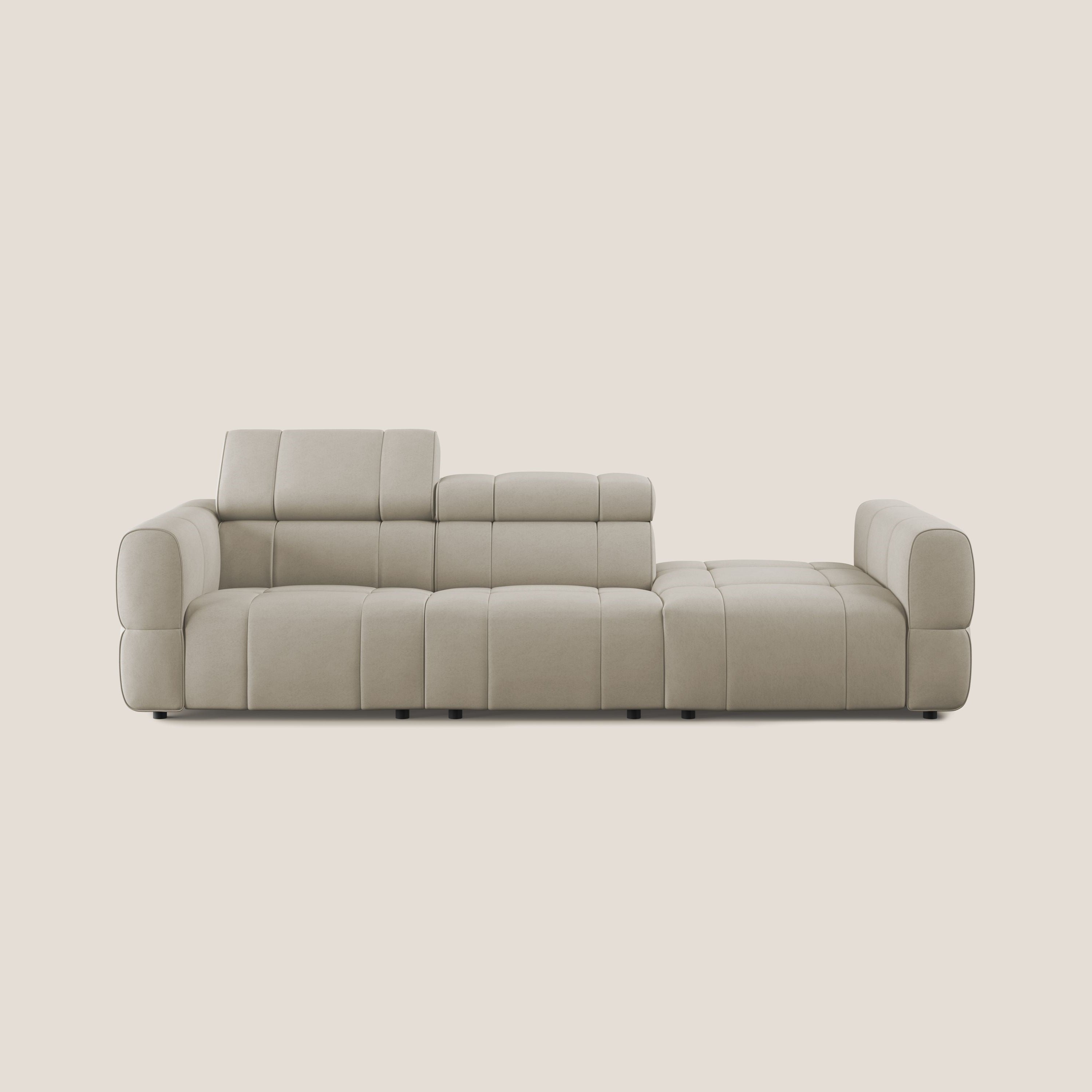 Giotto Divano con terminale e opzione relax elettrico in microfibra effetto velluto impermeabile T09 - divani.store