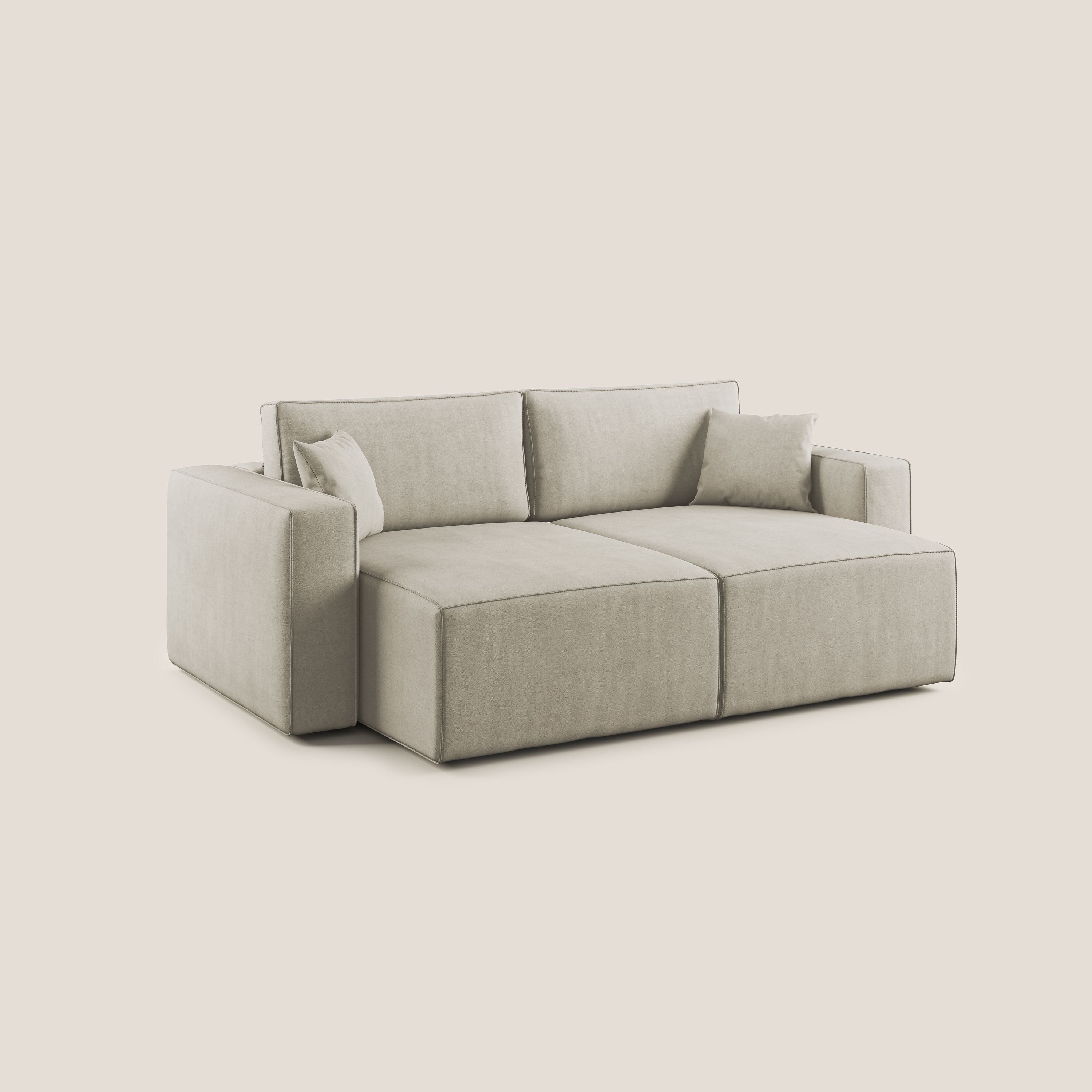 Morfeo divano con sedute estraibili in morbido tessuto impermeabile T02 panna - divani.store