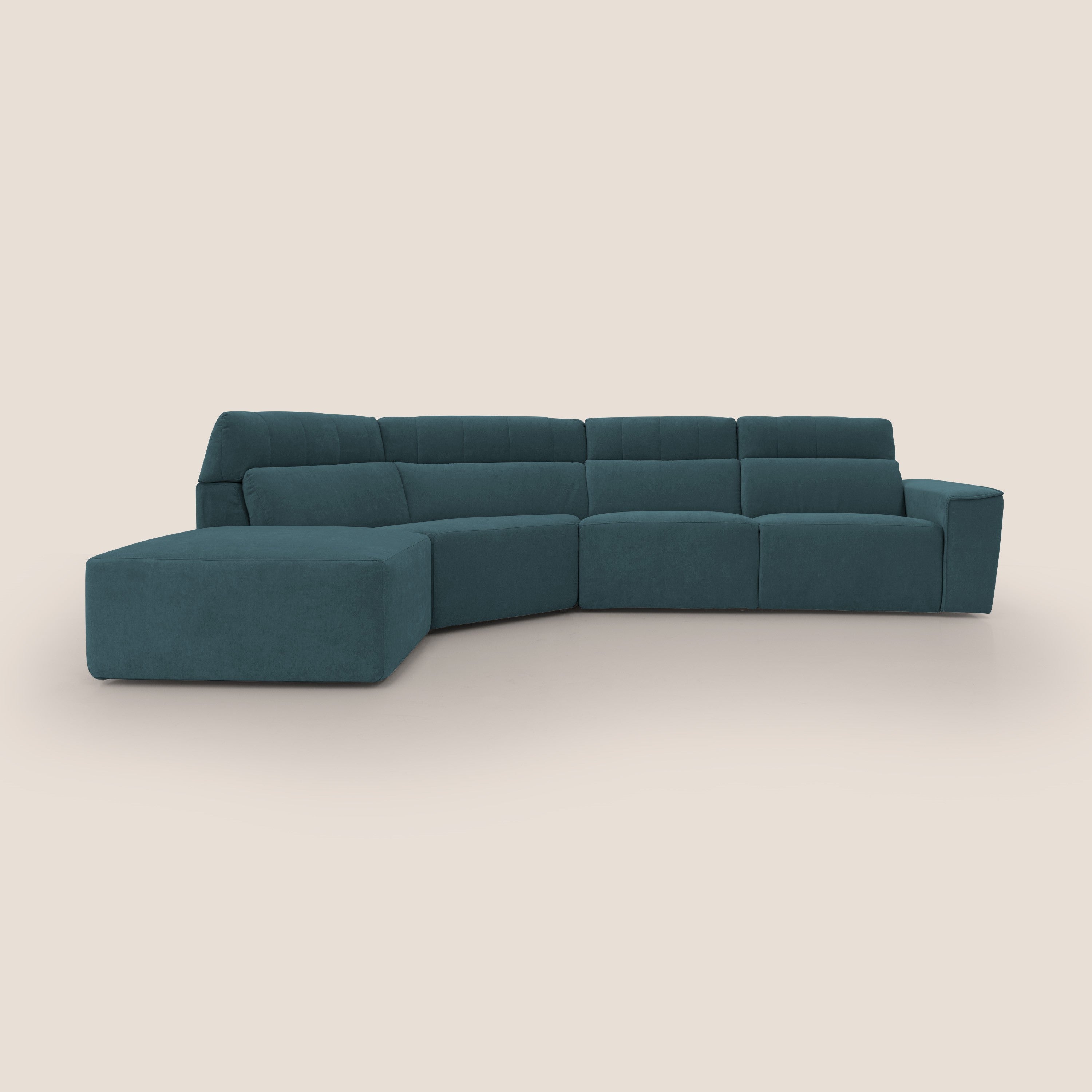 Clark Divano angolare con opzione relax elettrico in tessuto smacchiabile impermeabile T17 petrolio - divani.store
