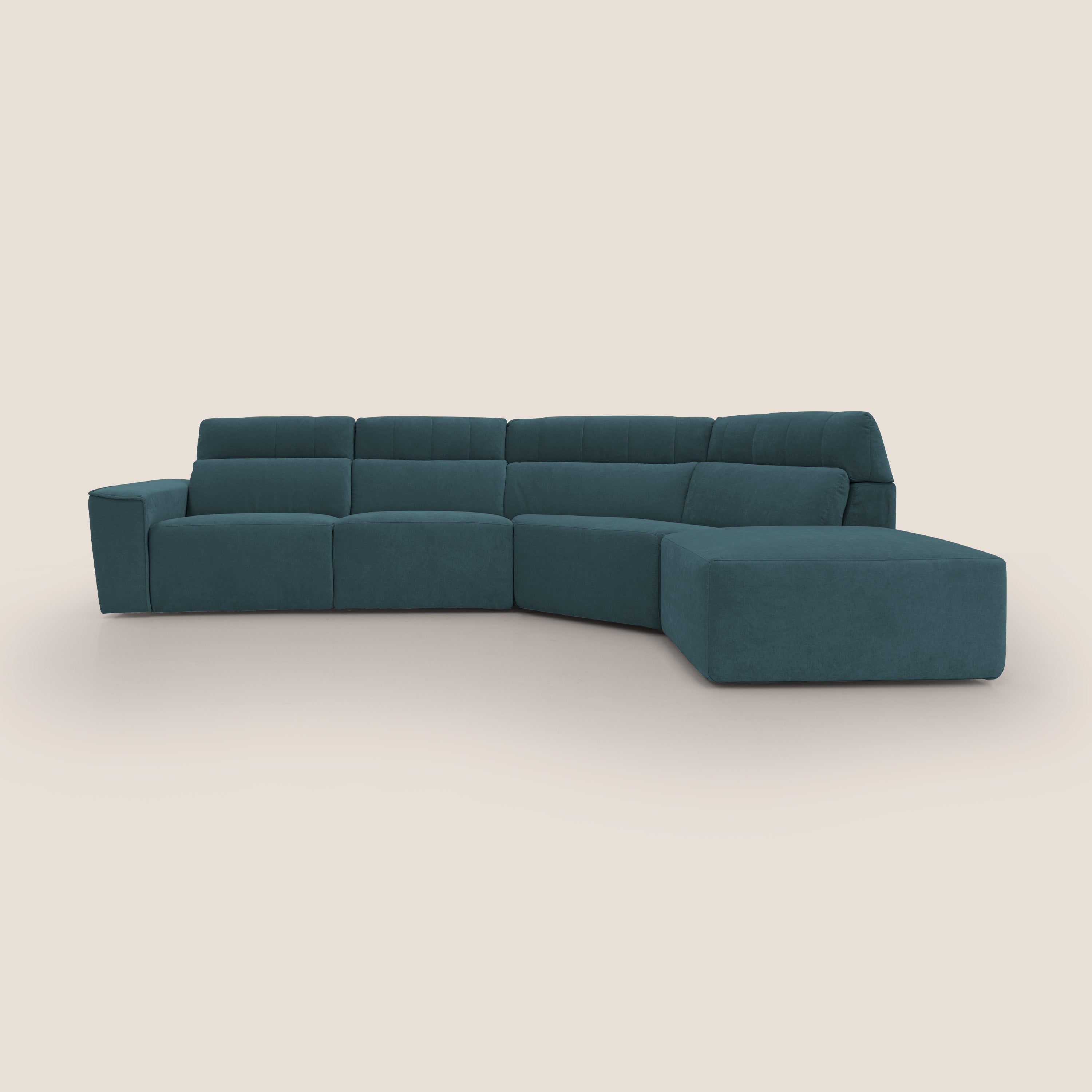 Clark Divano angolare con opzione relax elettrico in tessuto smacchiabile impermeabile T17 petrolio - divani.store