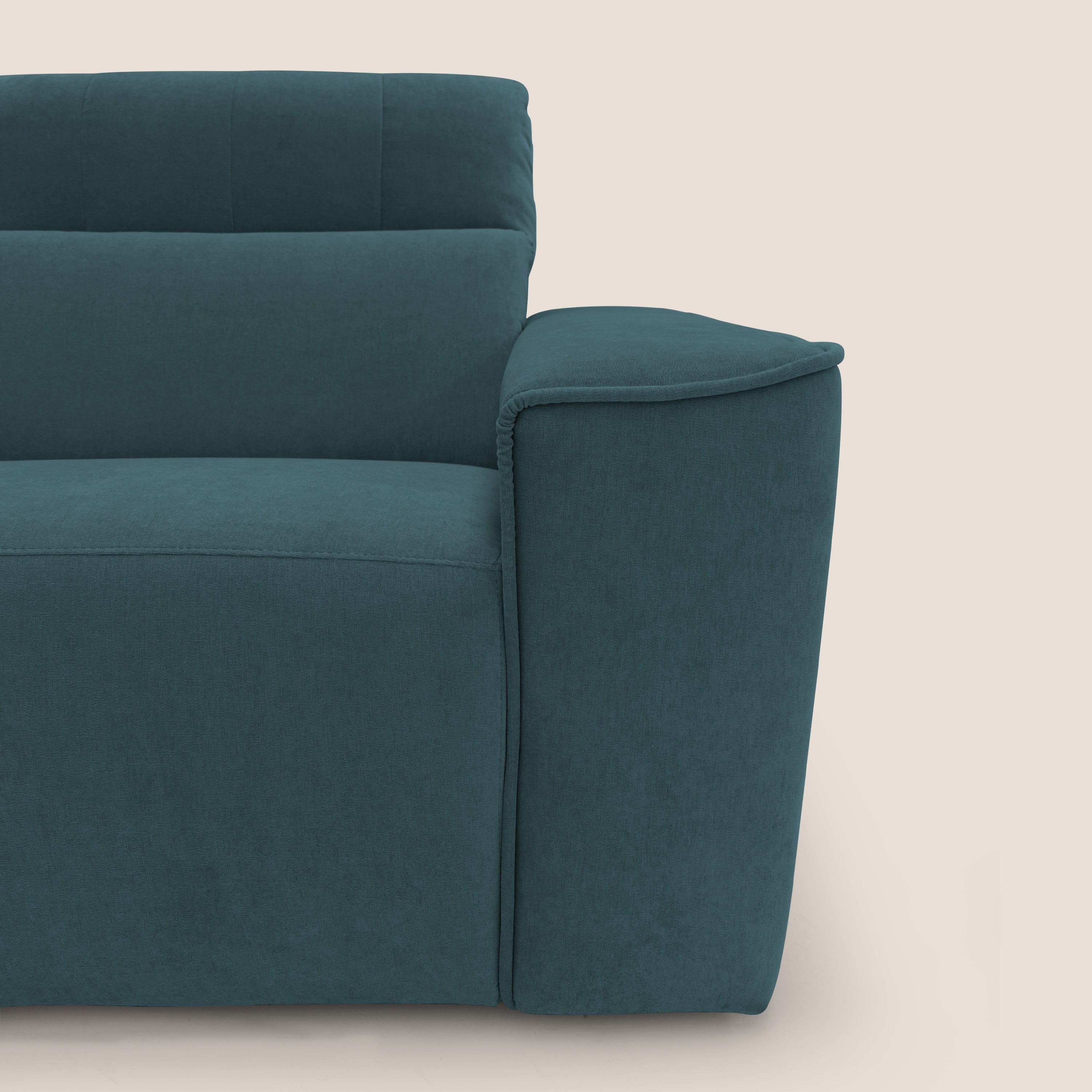 Clark Divano angolare con opzione relax elettrico in tessuto smacchiabile impermeabile T17 petrolio - divani.store