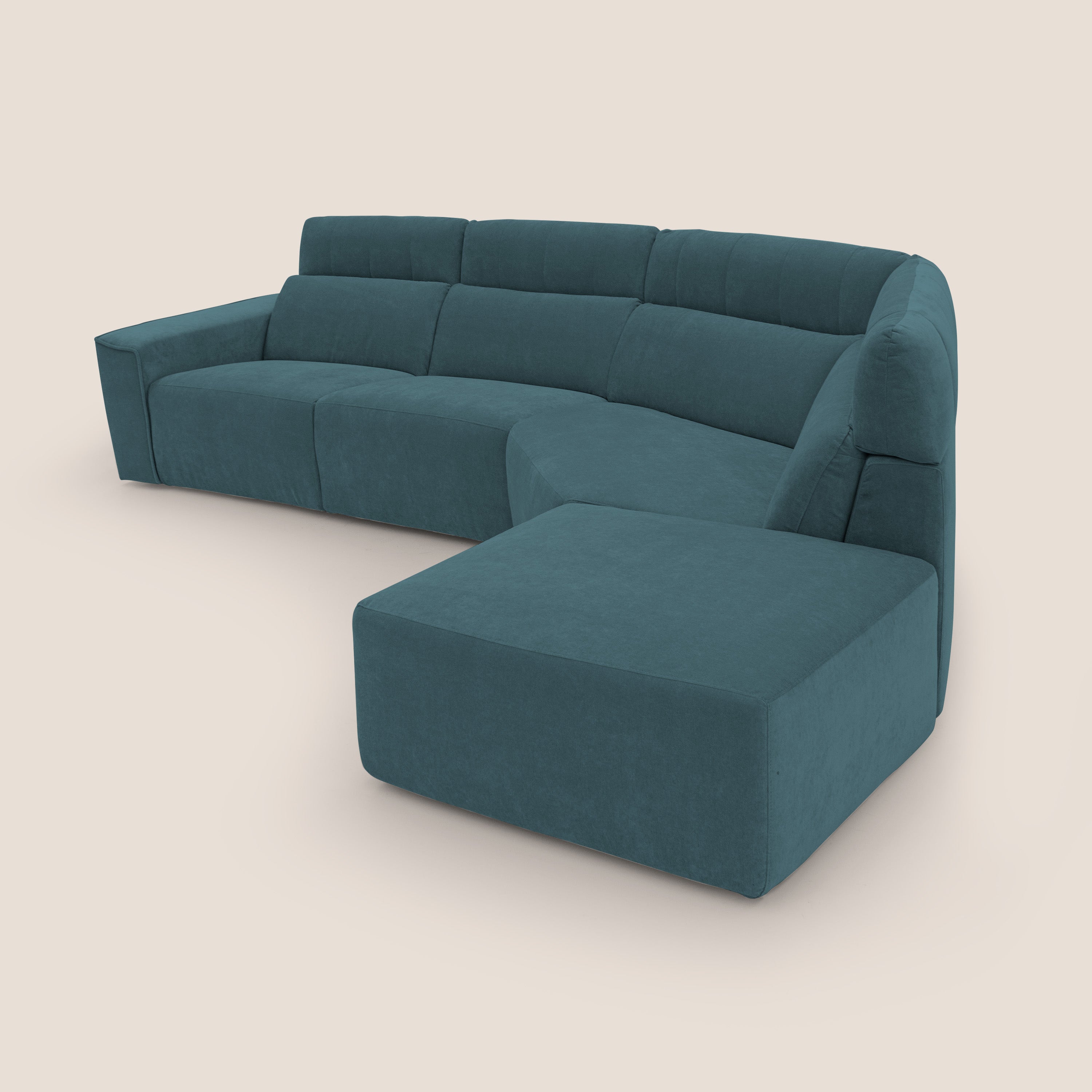 Clark Divano angolare con opzione relax elettrico in tessuto smacchiabile impermeabile T17 petrolio - divani.store