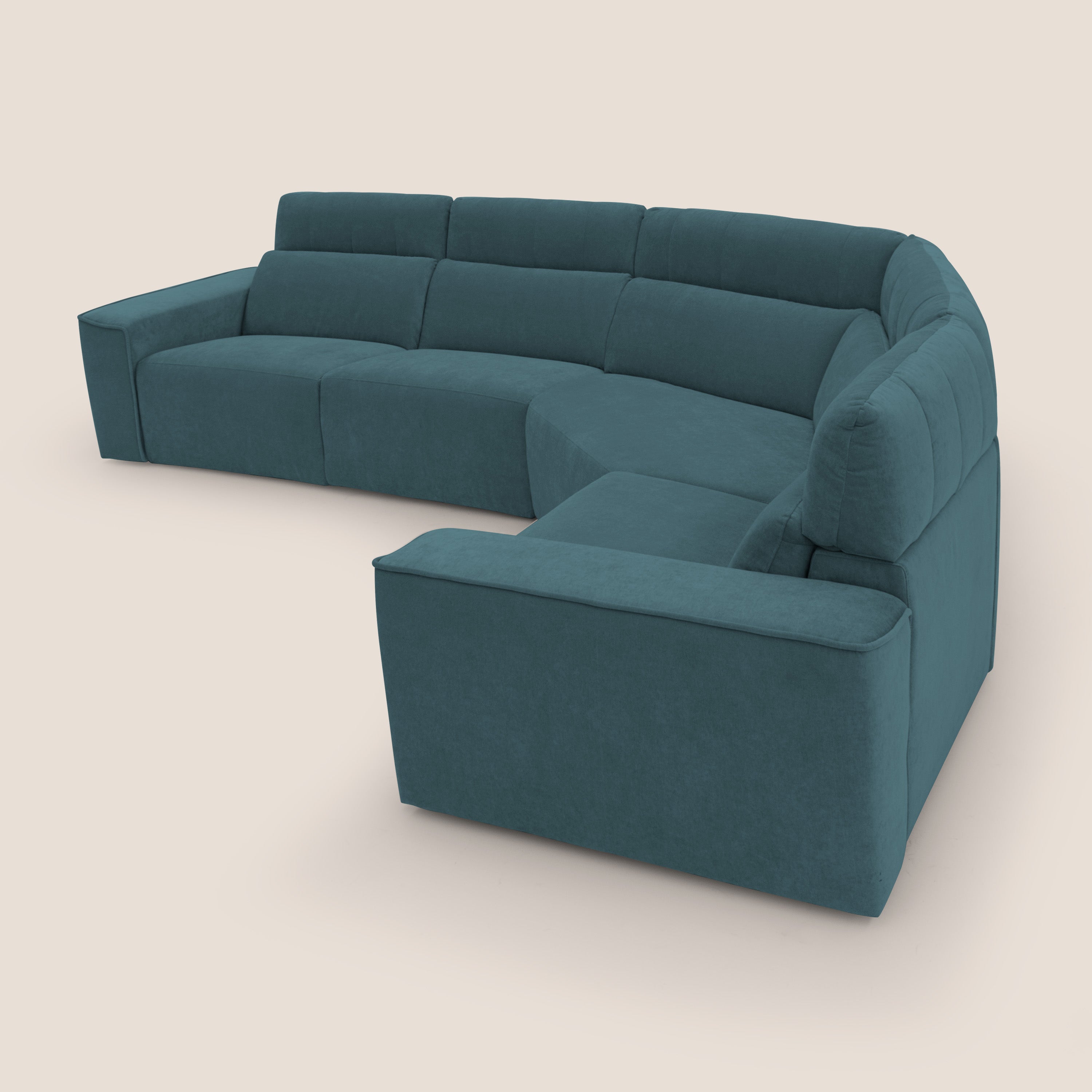 Clark Divano modulare angolare REVERSIBILE con opzione relax elettrico in tessuto smacchiabile impermeabile T17 petrolio - divani.store