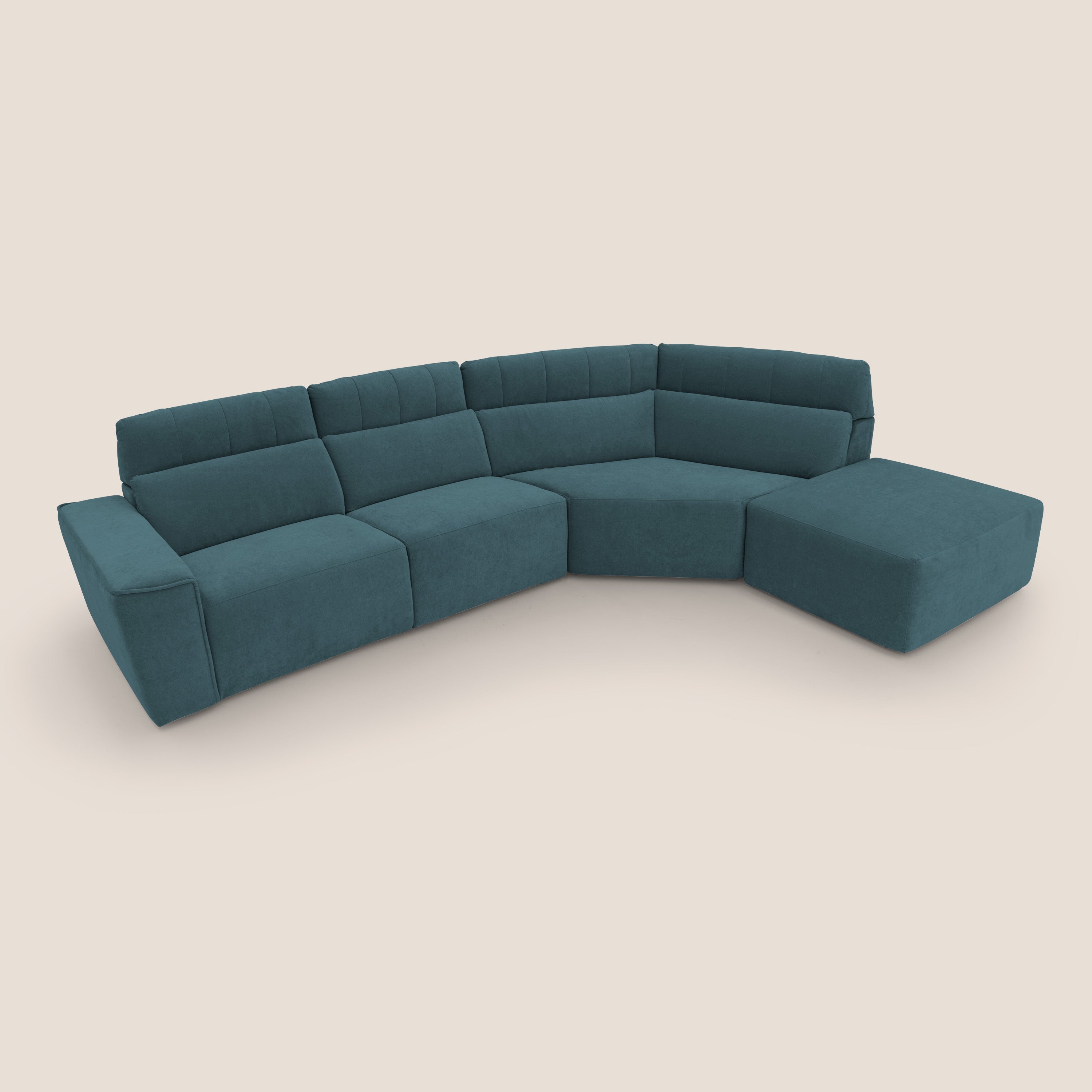 Clark Divano angolare con opzione relax elettrico in tessuto smacchiabile impermeabile T17 petrolio - divani.store