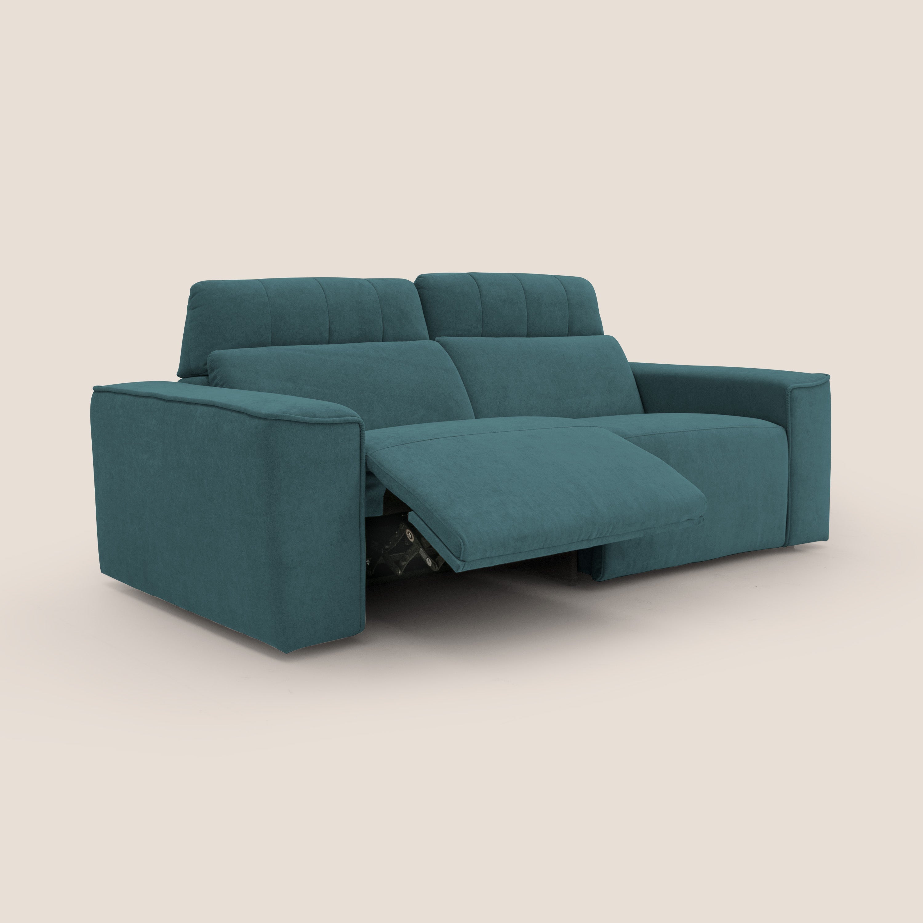 Clark Divano modulare con opzione relax elettrico in tessuto smacchiabile impermeabile T17 petrolio - divani.store