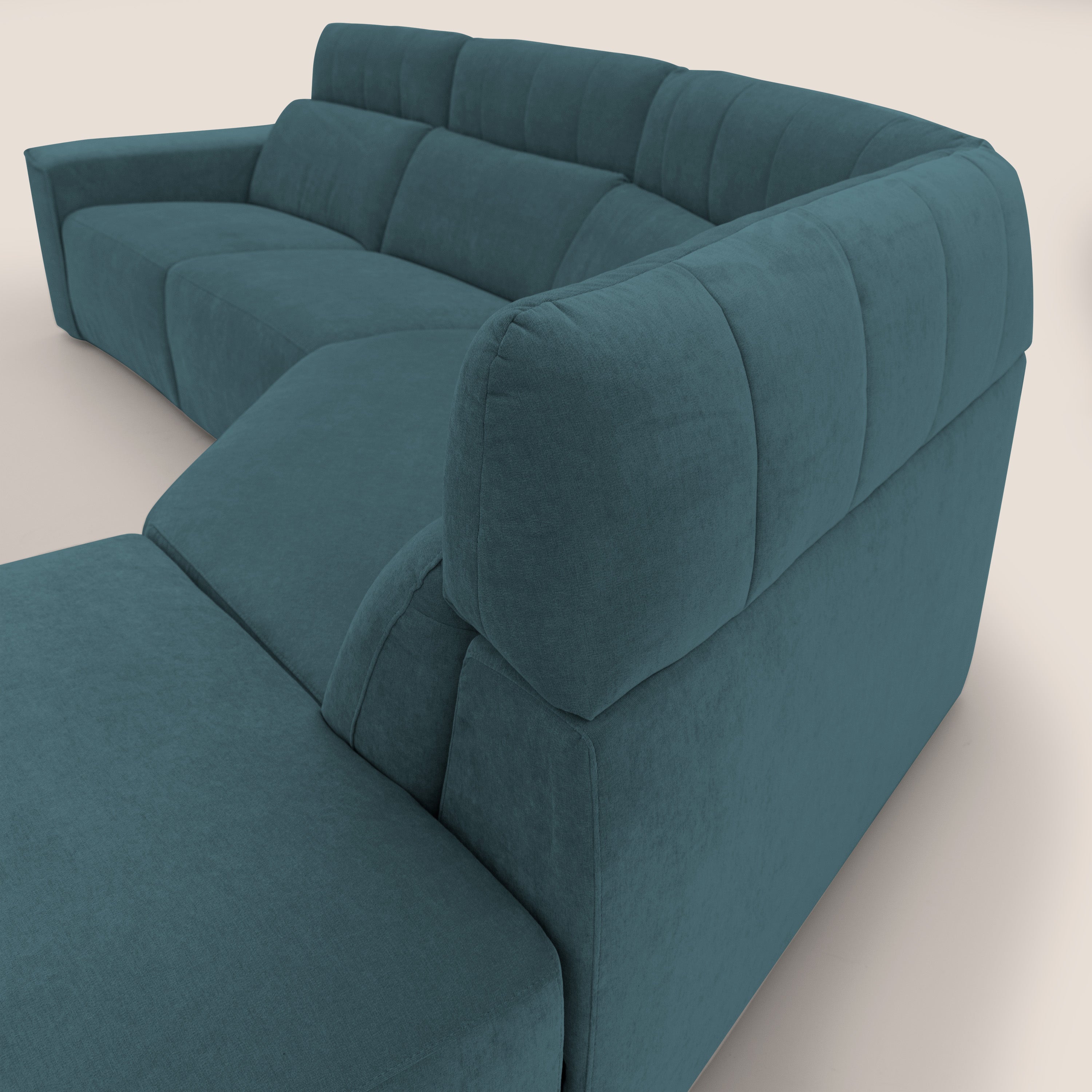 Clark Divano angolare con opzione relax elettrico in tessuto smacchiabile impermeabile T17 petrolio - divani.store