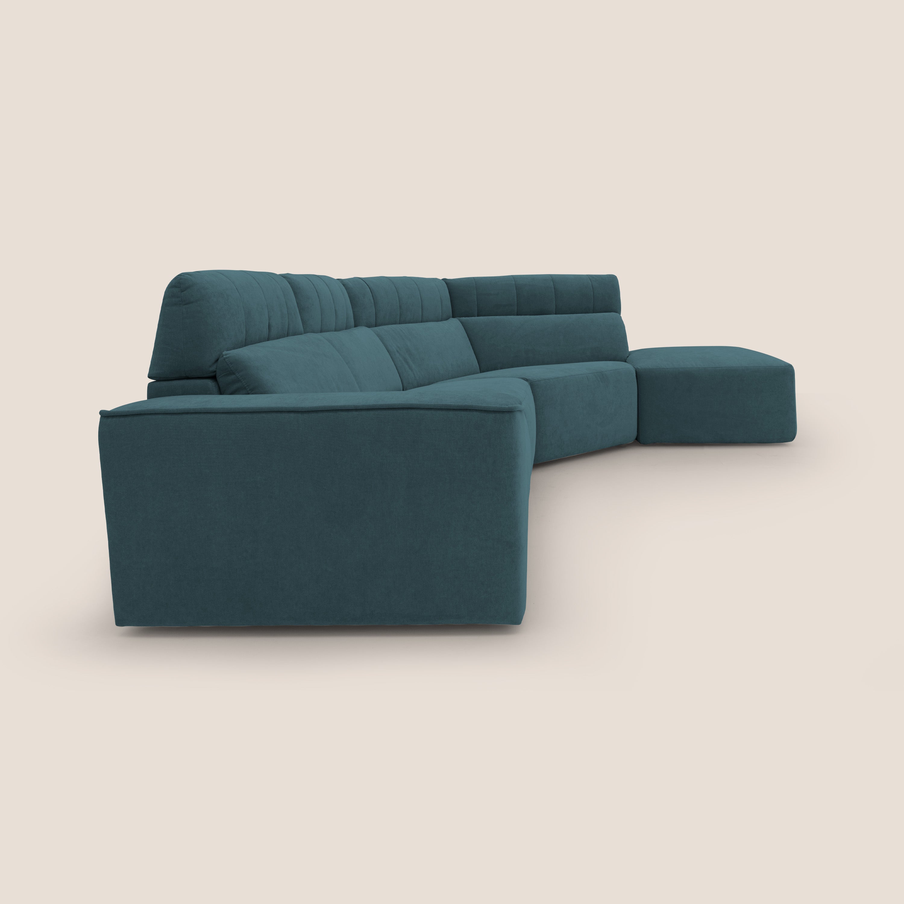 Clark Divano angolare con opzione relax elettrico in tessuto smacchiabile impermeabile T17 petrolio - divani.store
