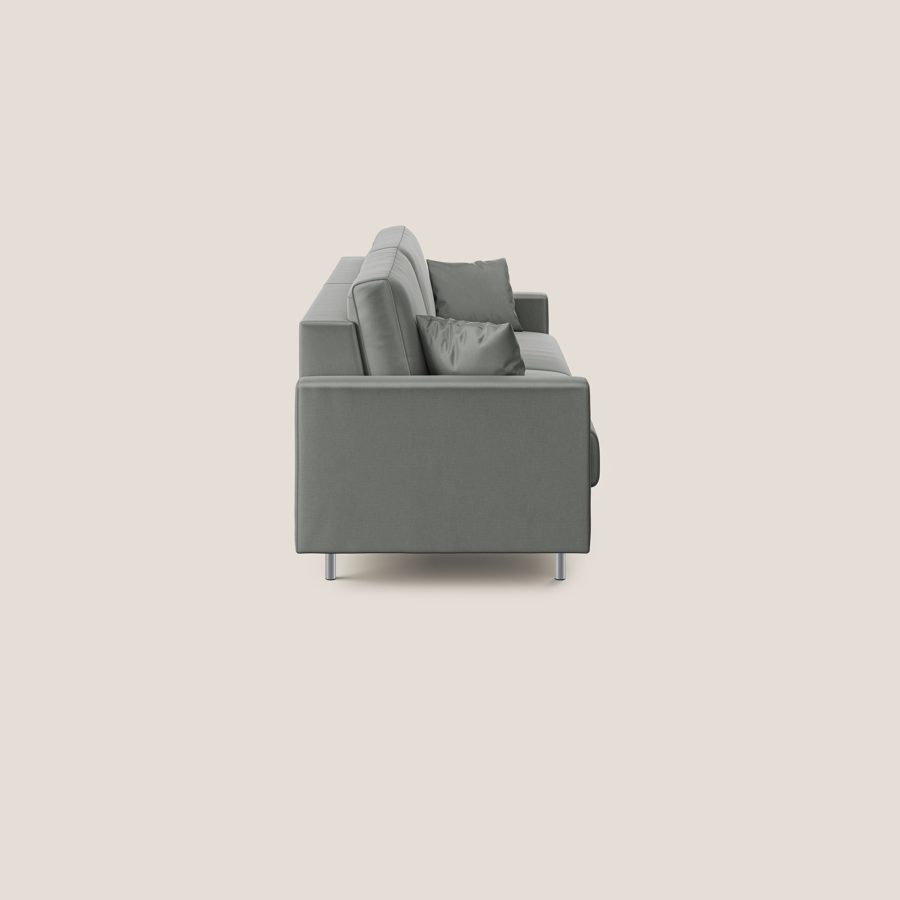 Andromeda divano letto matrimoniale in velluto morbido impermeabile T01 grigio chiaro - divani.store