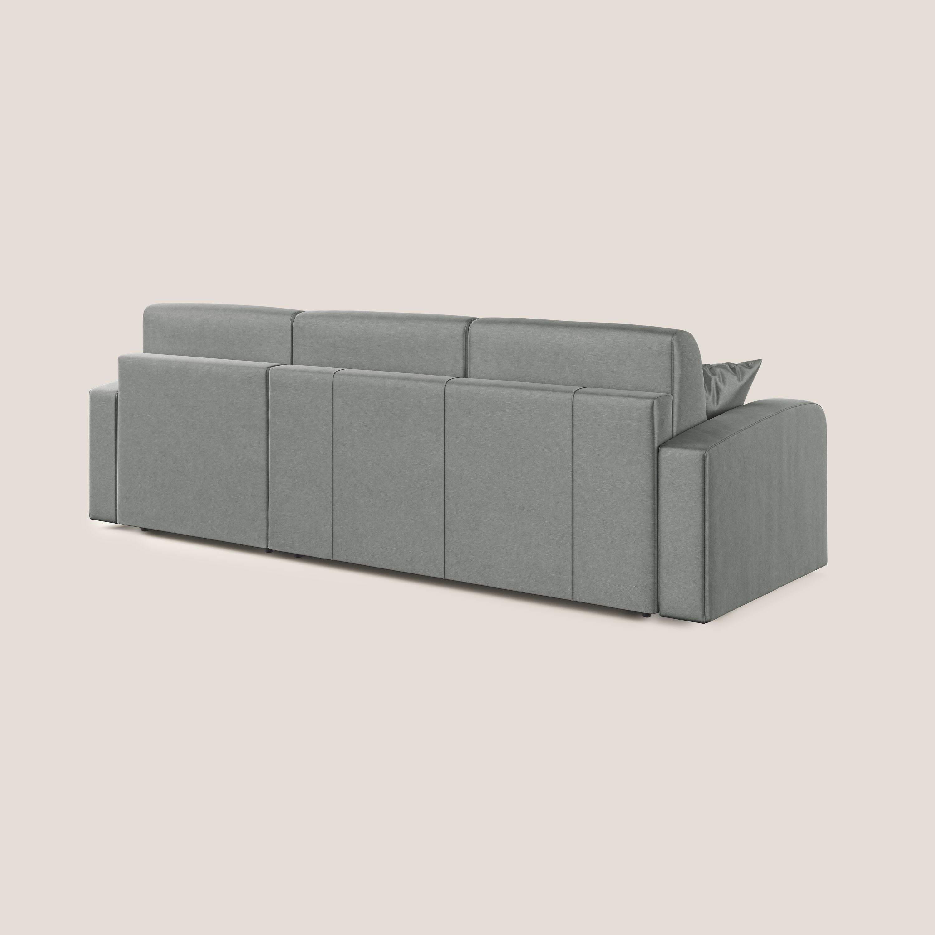 Lebron Divano letto angolare con penisola in velluto morbido T01 grigio chiaro - divani.store