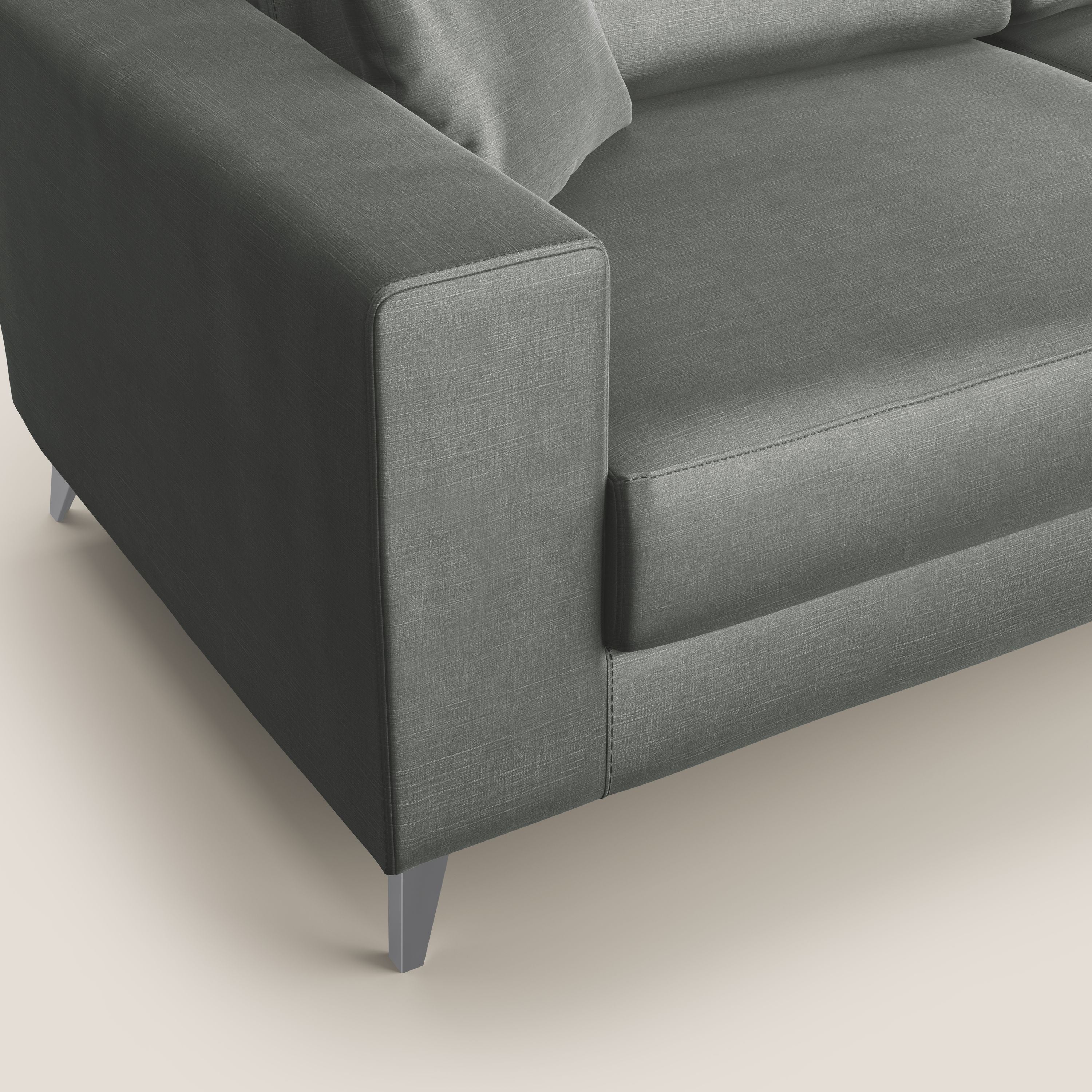 Michael divano moderno angolare con penisola in morbido velluto impermeabile T01 grigio chiaro - divani.store