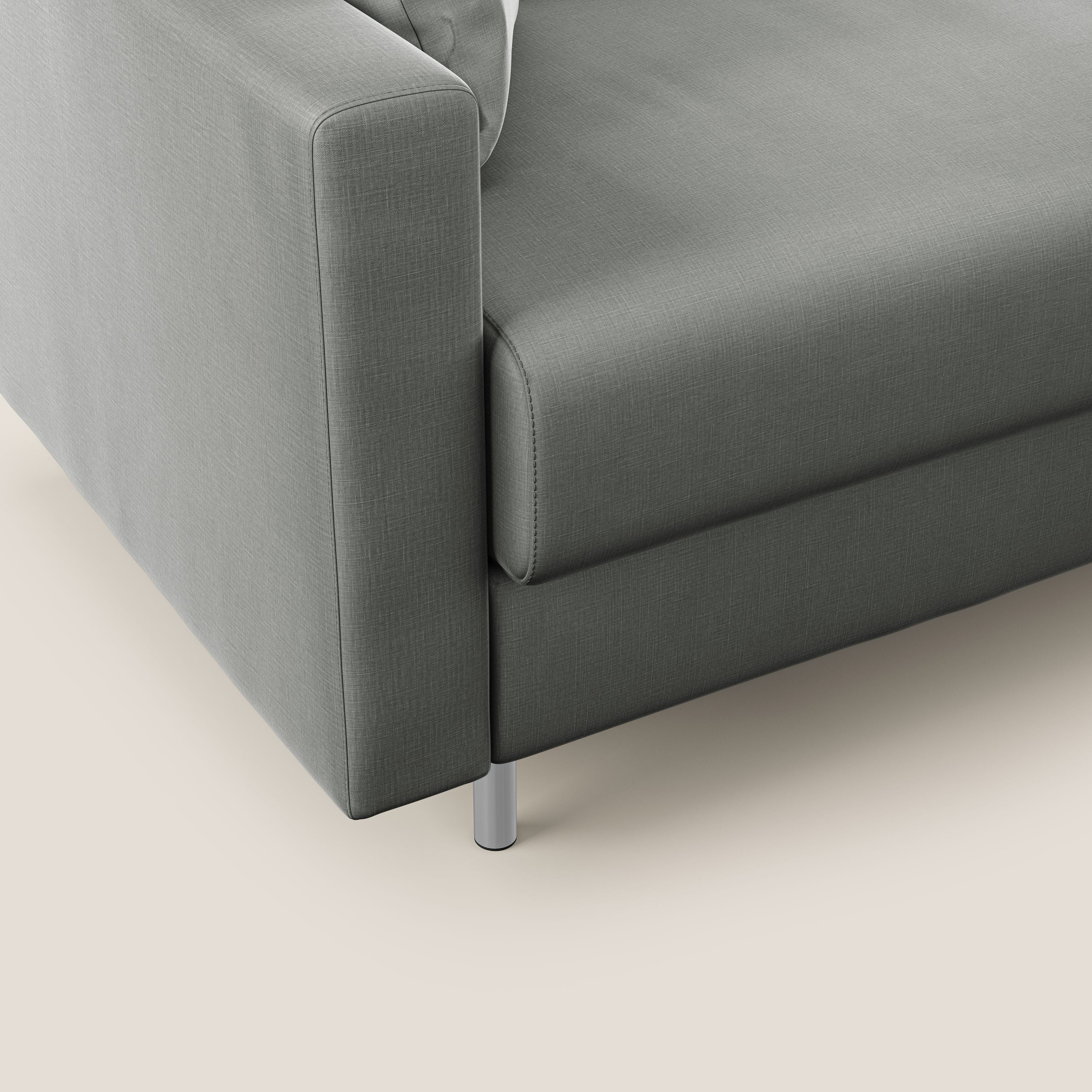Andromeda divano letto matrimoniale in velluto morbido impermeabile T01 grigio chiaro - divani.store