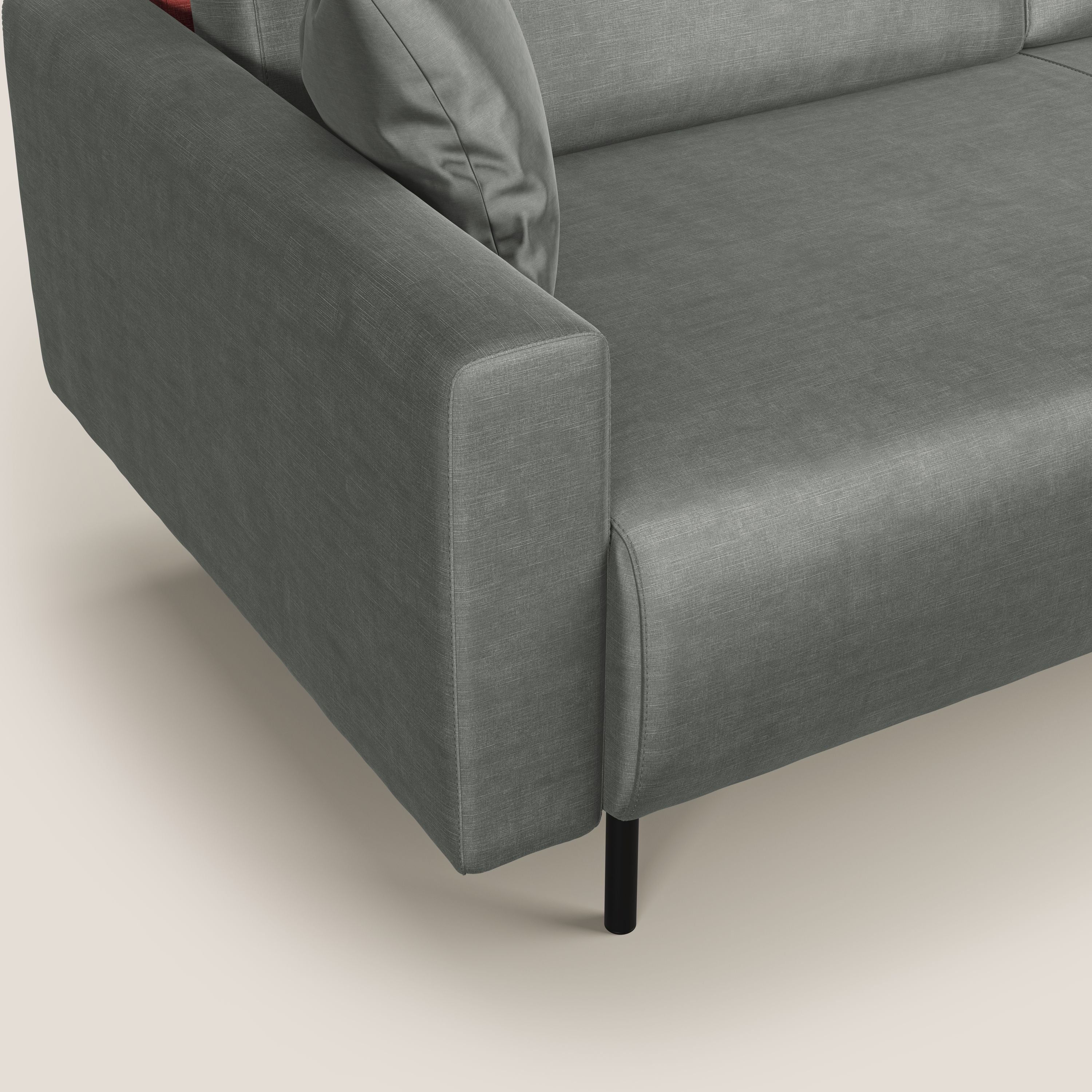 Arthur divano moderno angolare in velluto morbido impermeabile T01 grigio chiaro - divani.store