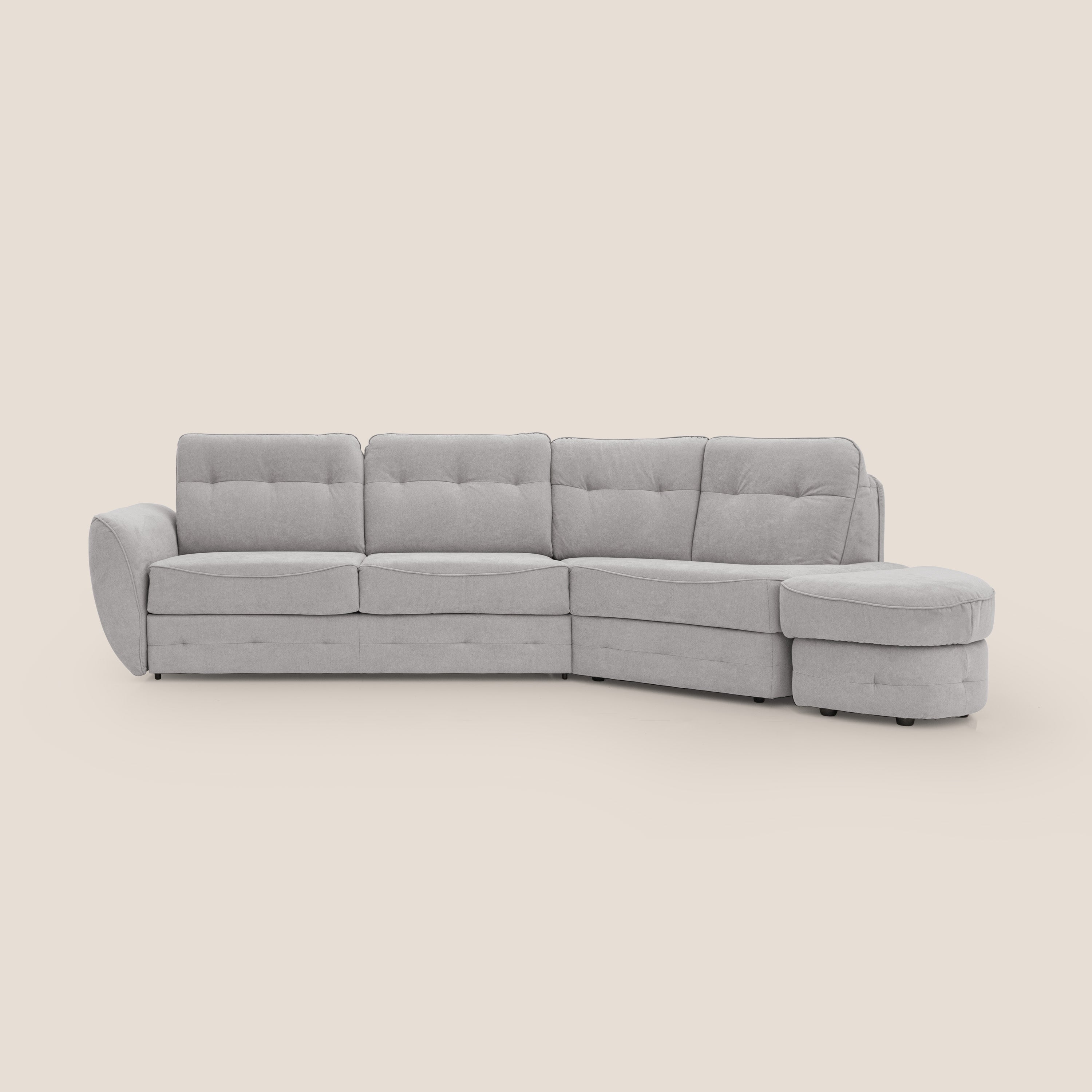 Zeus divano letto angolare con materasso H18 cm pouf mobile in tessuto impermeabile T02 - divani.store