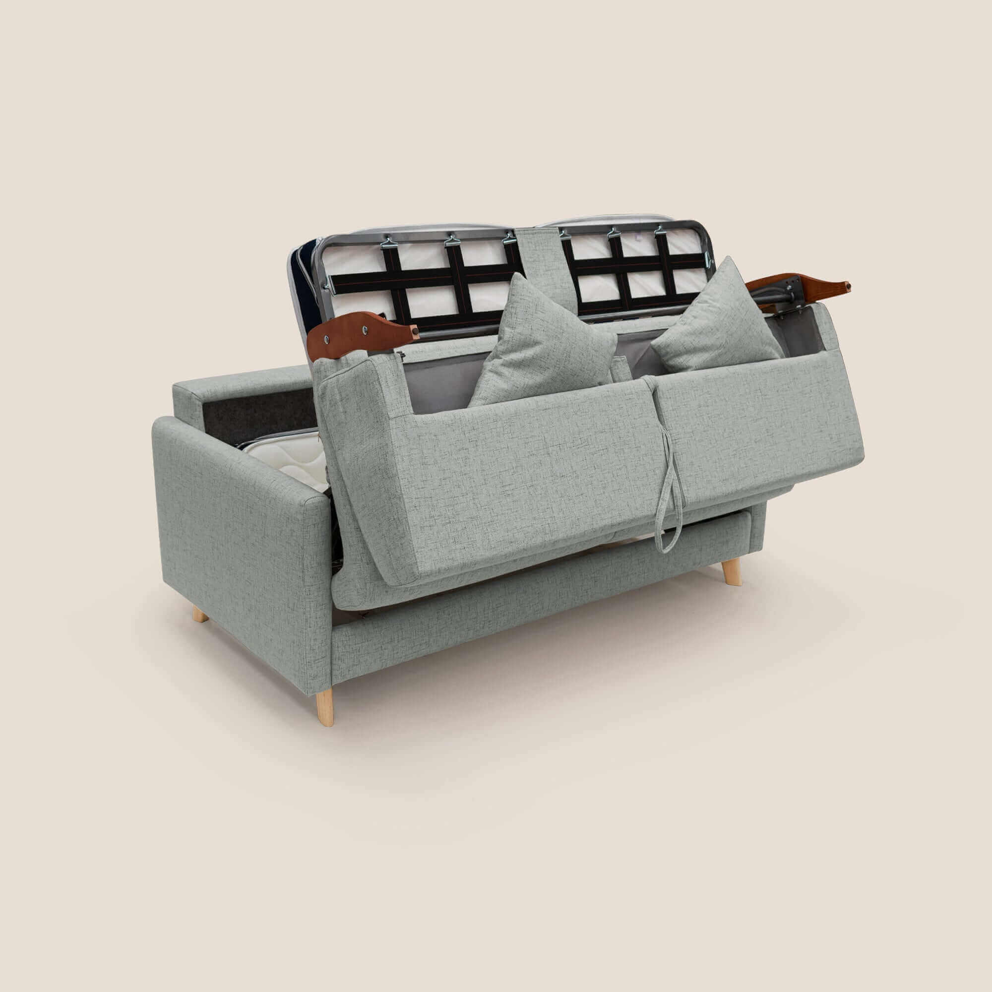 Edgar divano letto matrimoniale in tessuto felis impermeabile T03 grigio chiaro - divani.store