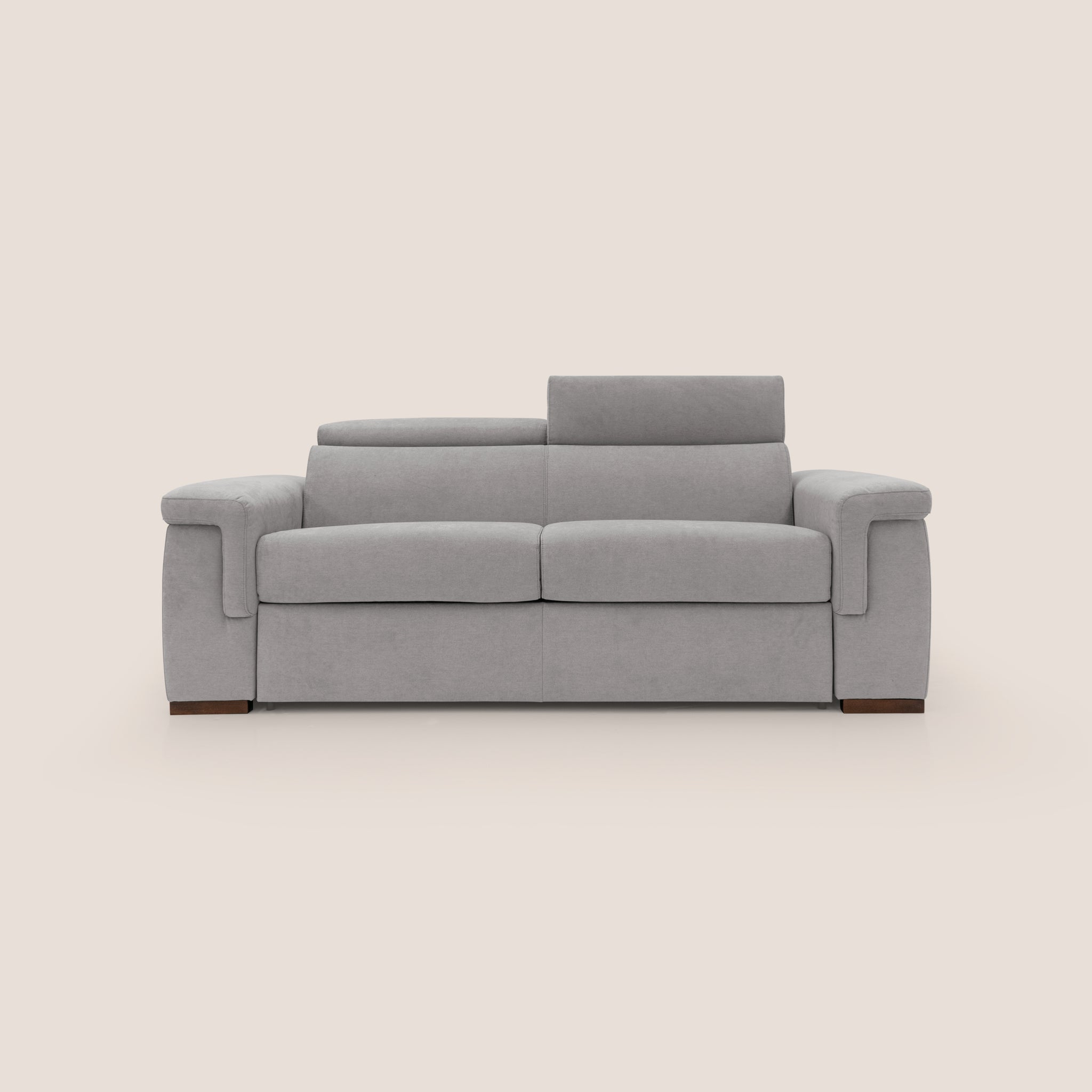 Giunone divano letto 200 cm (MAT. 120X197 cm) alto 18 cm e poggiatesta reclinabili in tessuto impermeabile T02 GRIGIO CHIARO