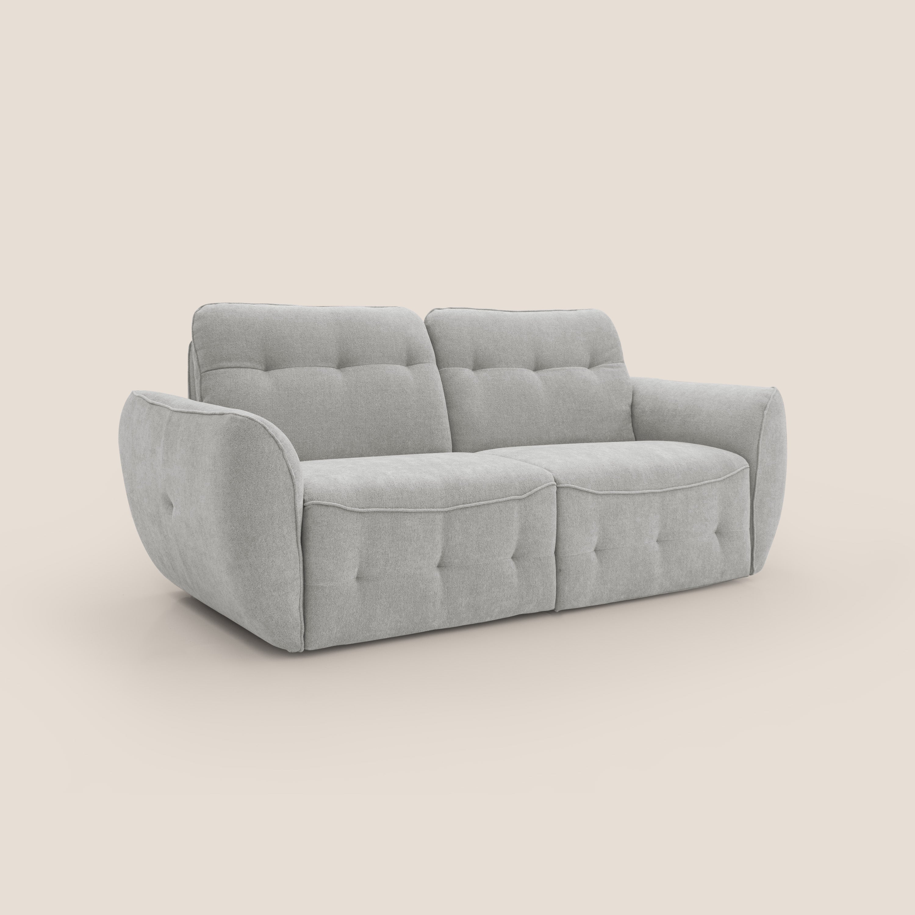 Cerbero divano 2 e 3 posti in morbido bouclé impermeabile T07 grigio - divani.store