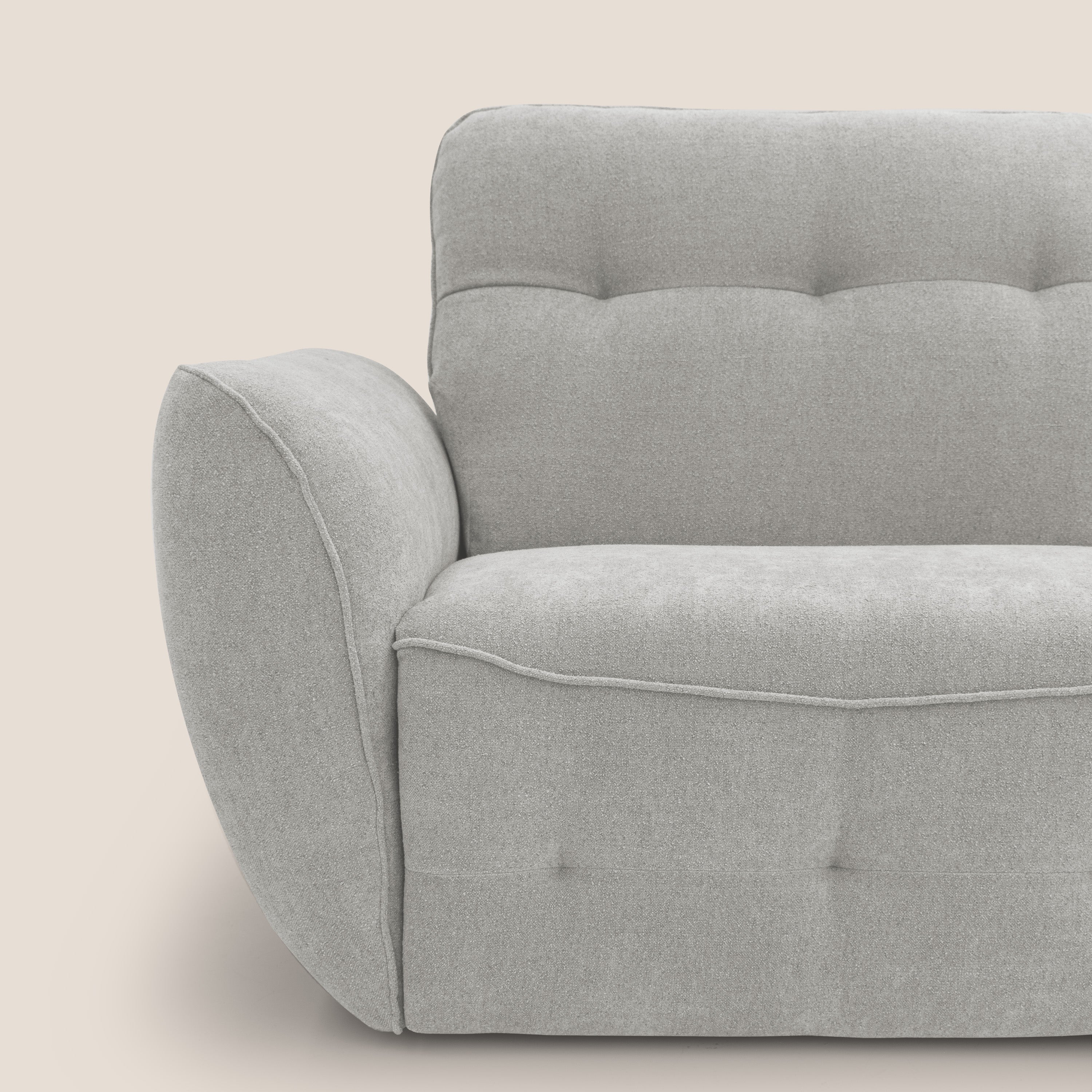 Cerbero divano 2 e 3 posti in morbido bouclé impermeabile T07 grigio - divani.store