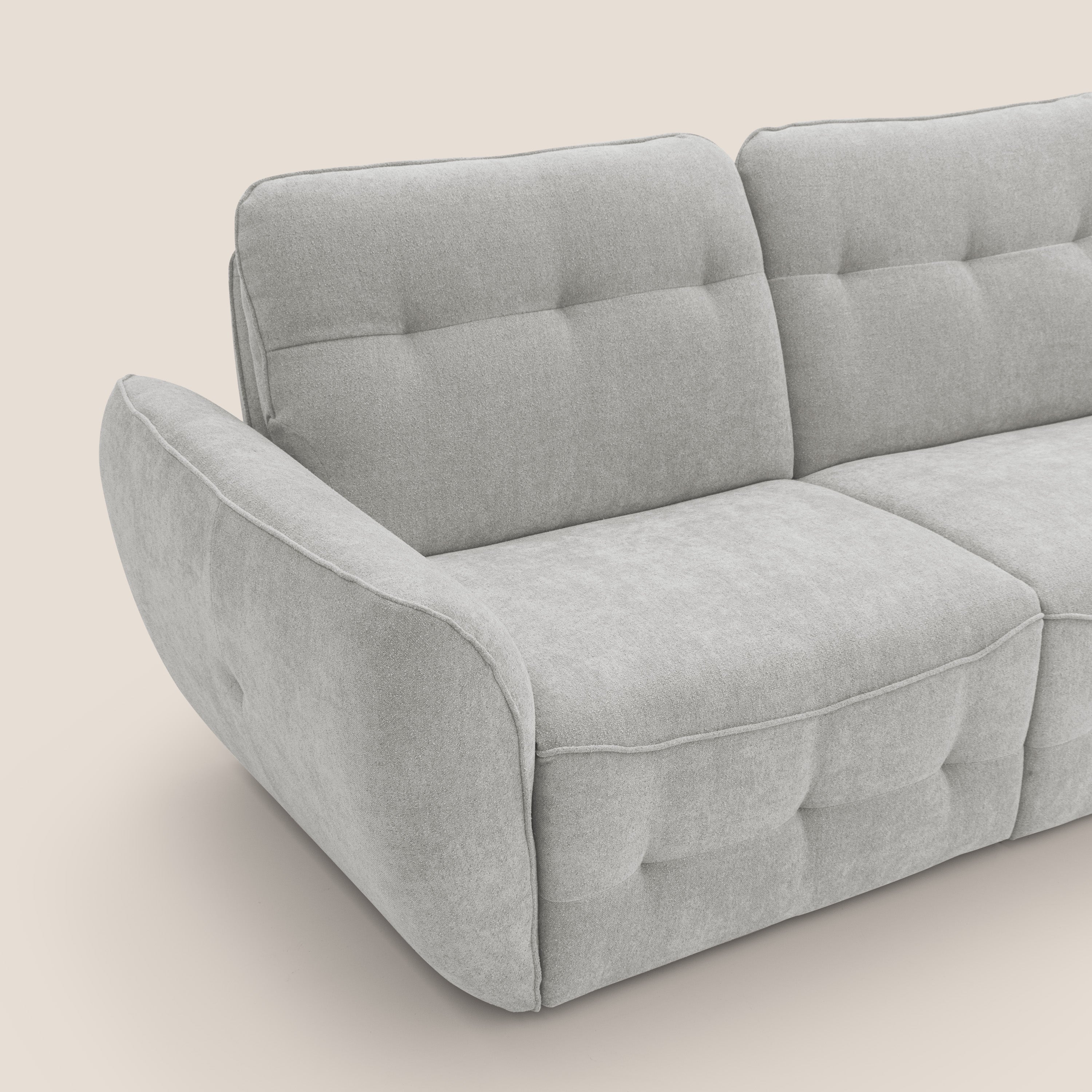 Cerbero divano 2 e 3 posti in morbido bouclé impermeabile T07 grigio - divani.store