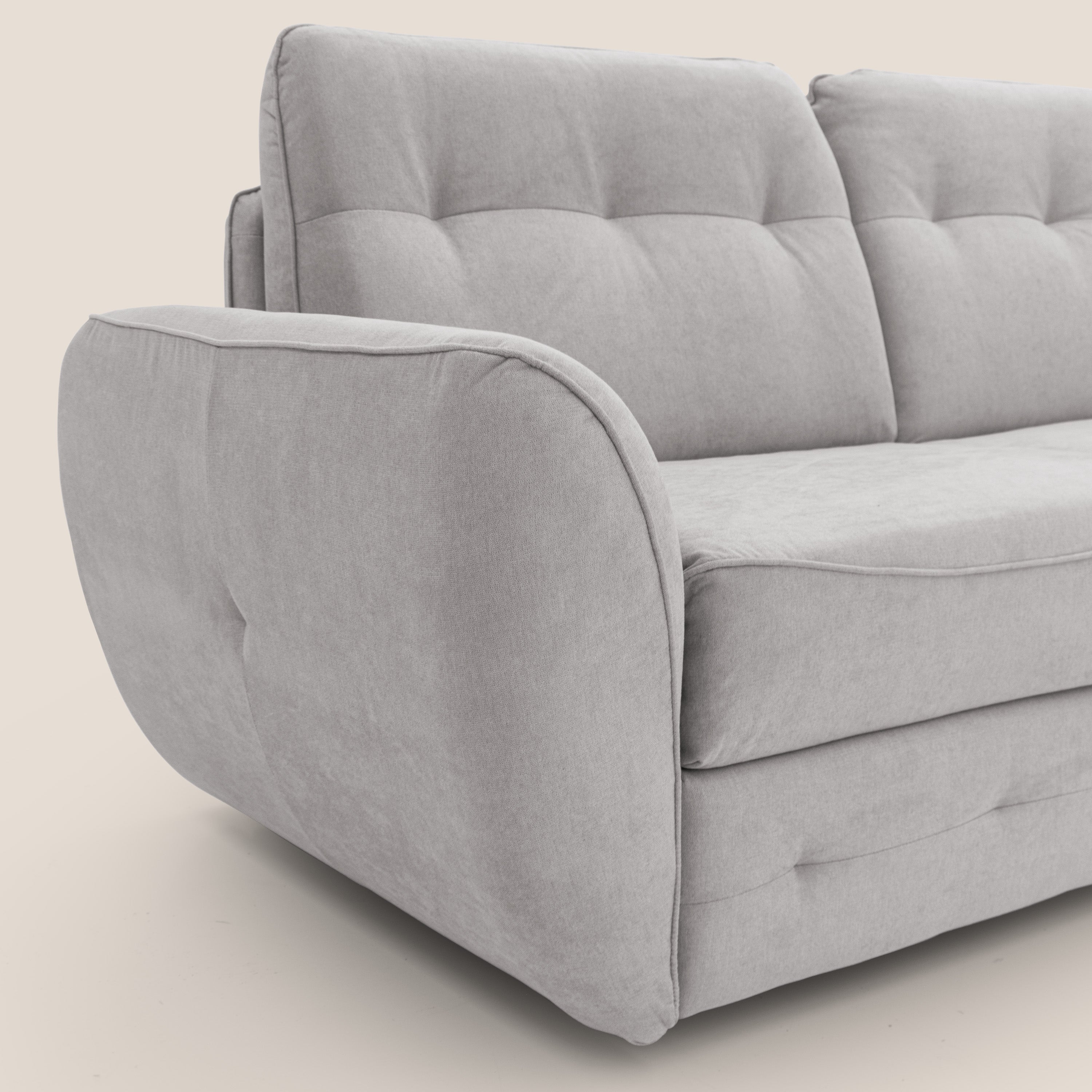 Zeus divano letto angolare con materasso H18 cm pouf mobile in tessuto impermeabile T02 - divani.store