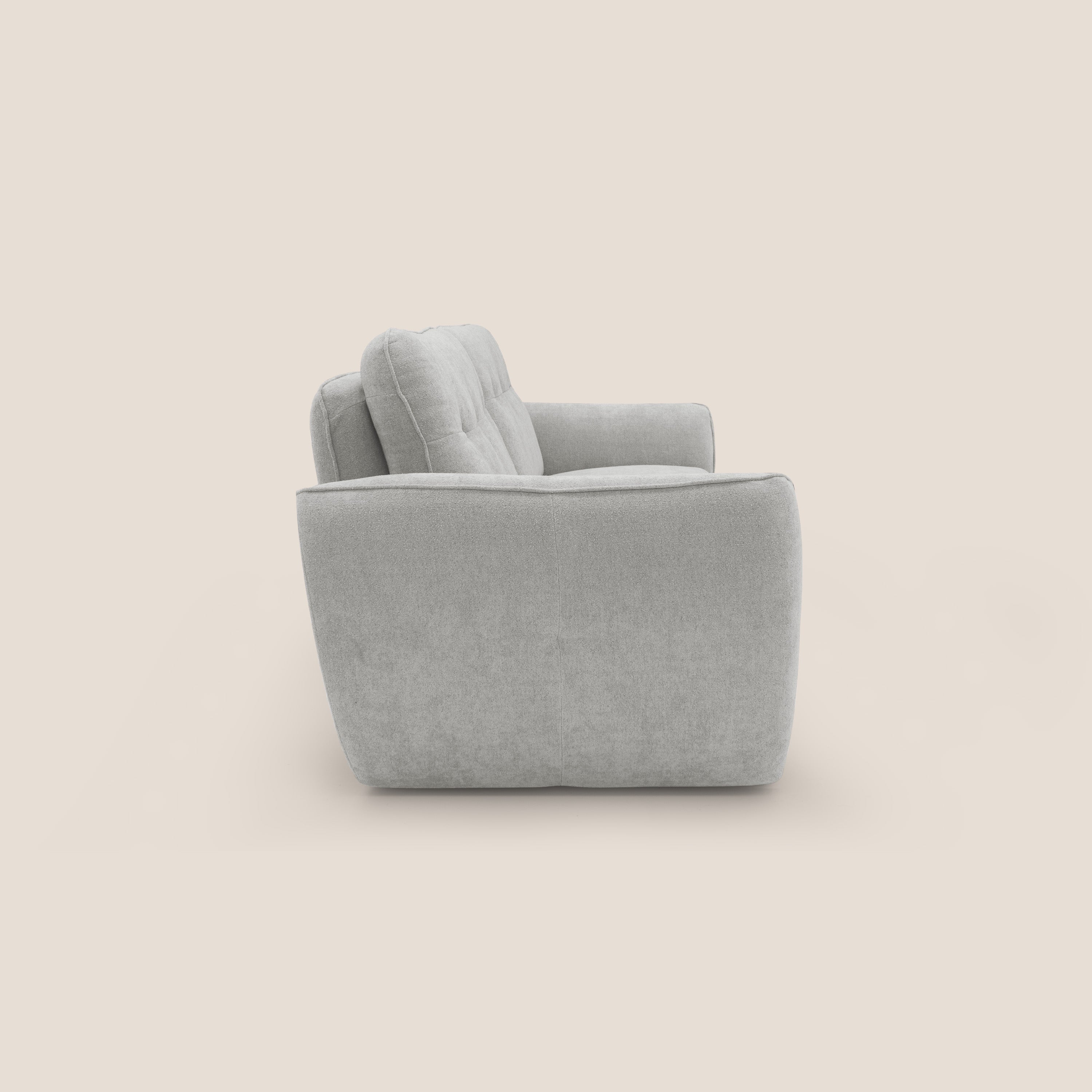 Cerbero divano 2 e 3 posti in morbido bouclé impermeabile T07 grigio - divani.store
