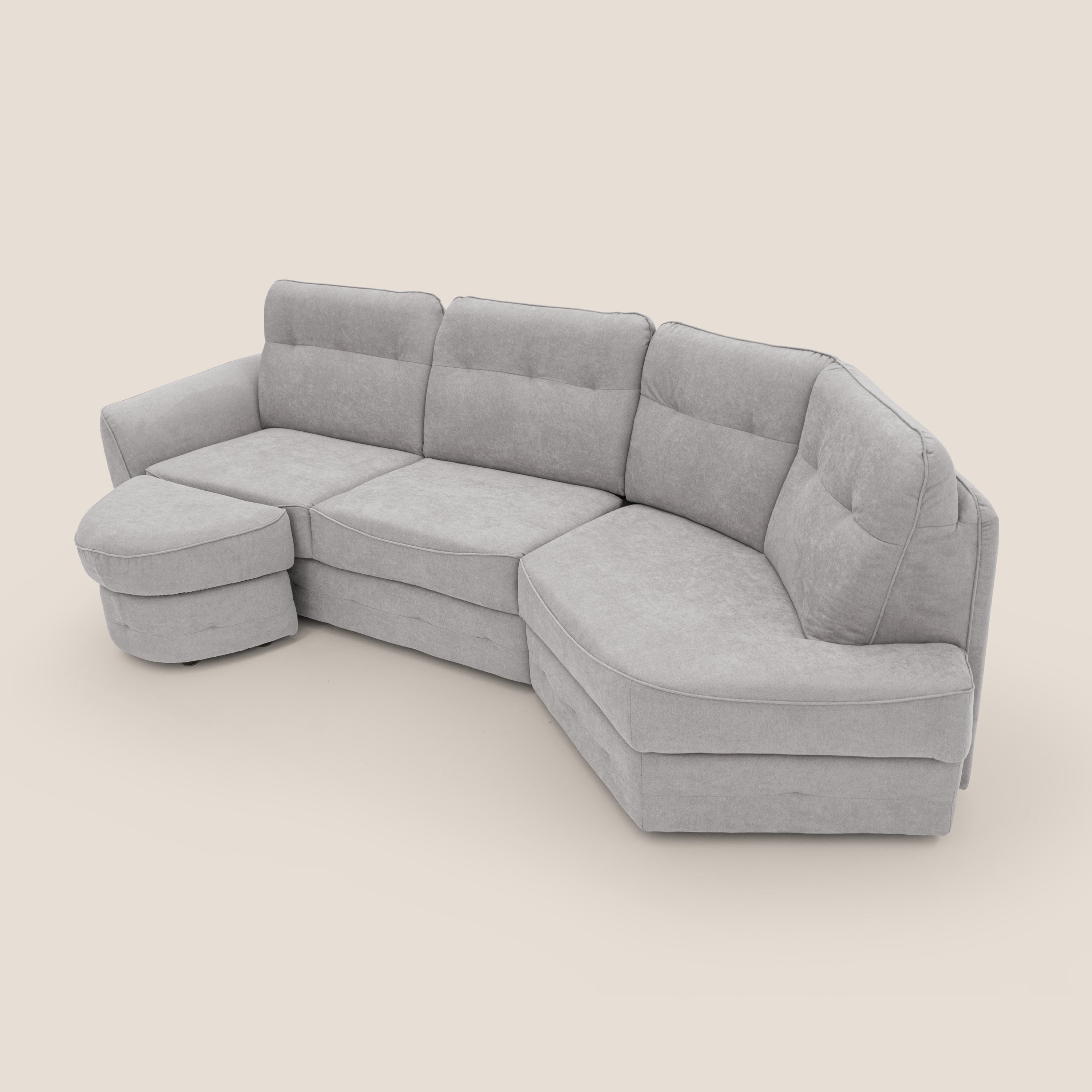Zeus divano letto angolare con materasso H18 cm pouf mobile in tessuto impermeabile T02 - divani.store