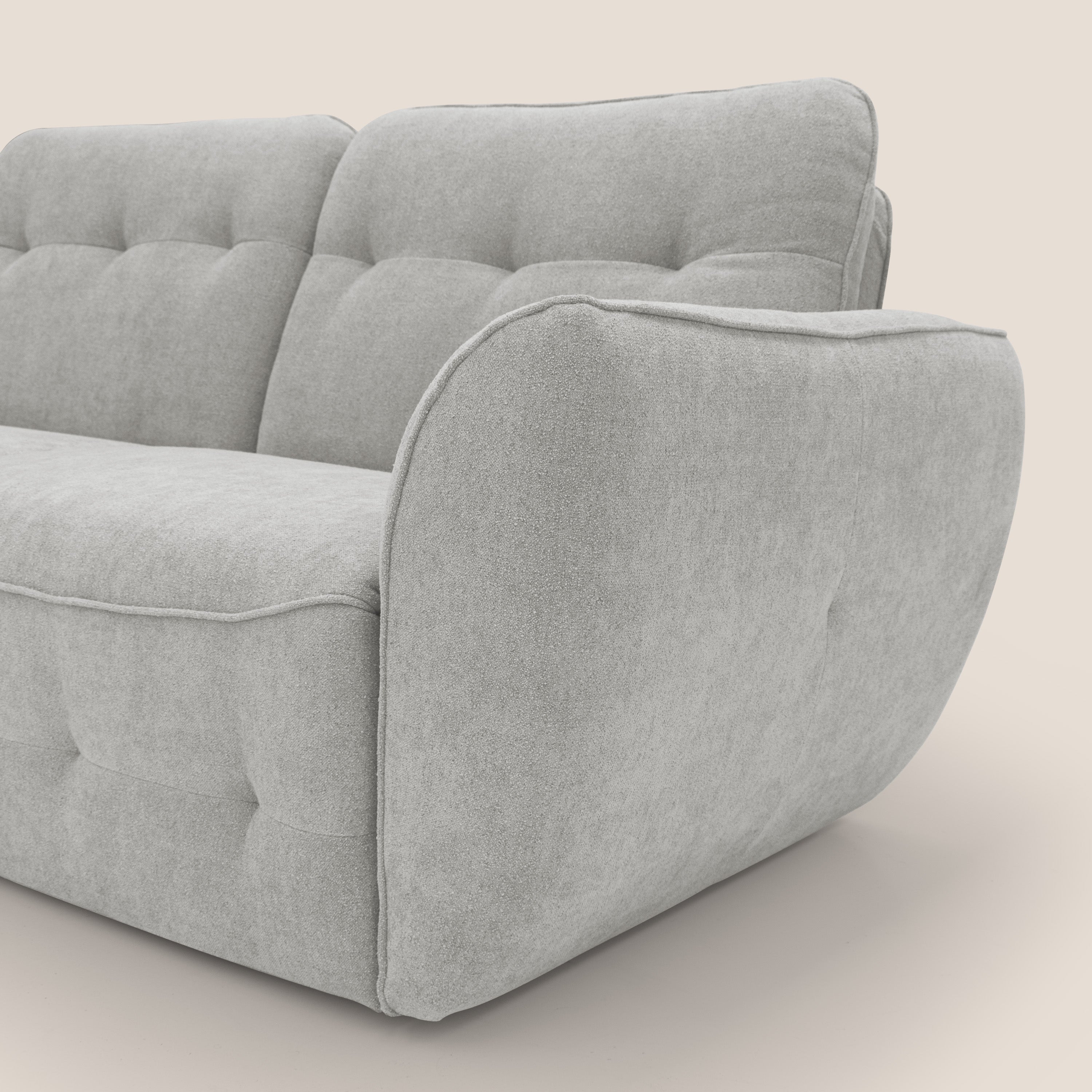 Cerbero divano 2 e 3 posti in morbido bouclé impermeabile T07 grigio - divani.store
